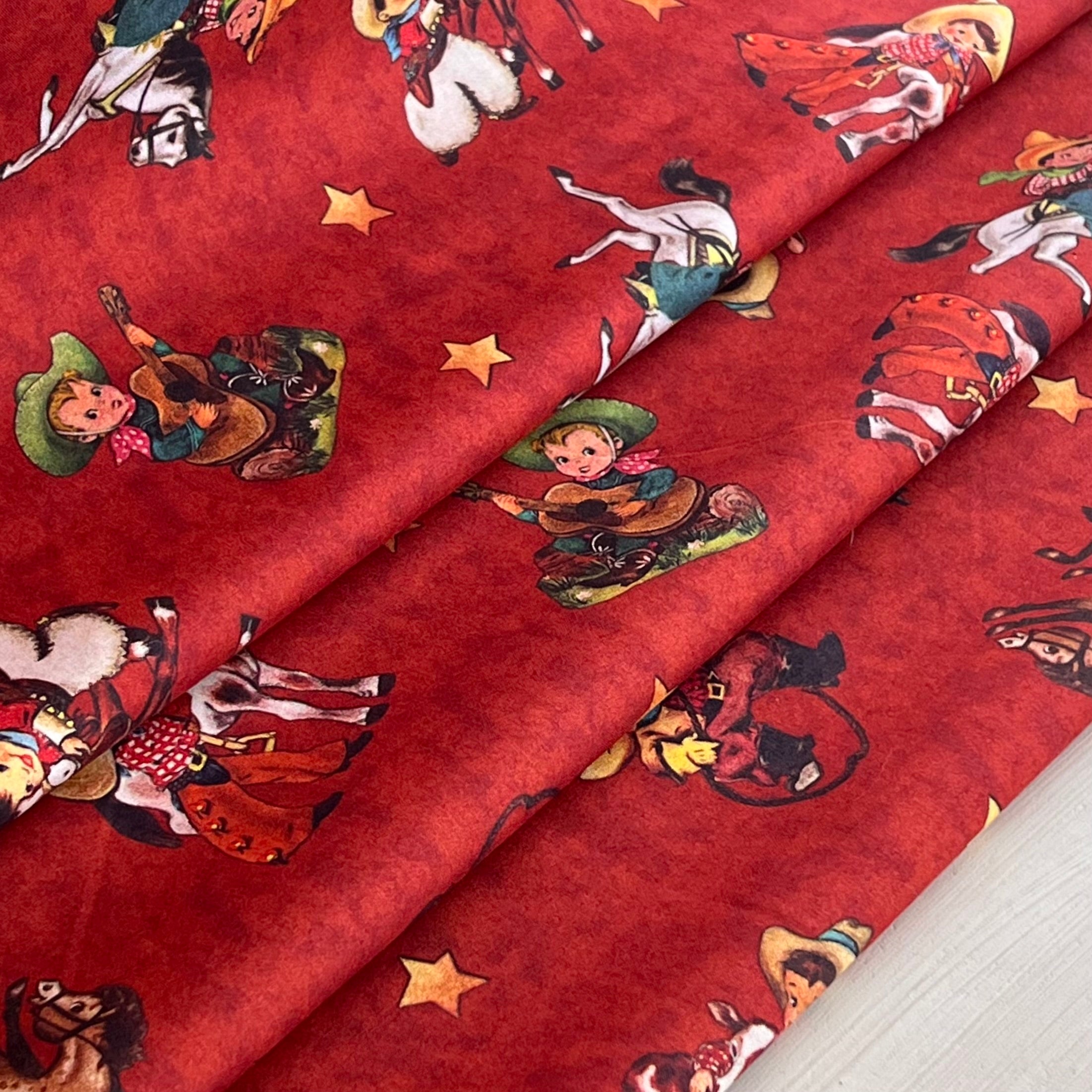 Red-Retro Cowboy-Cowboy Up by QT Fabrics