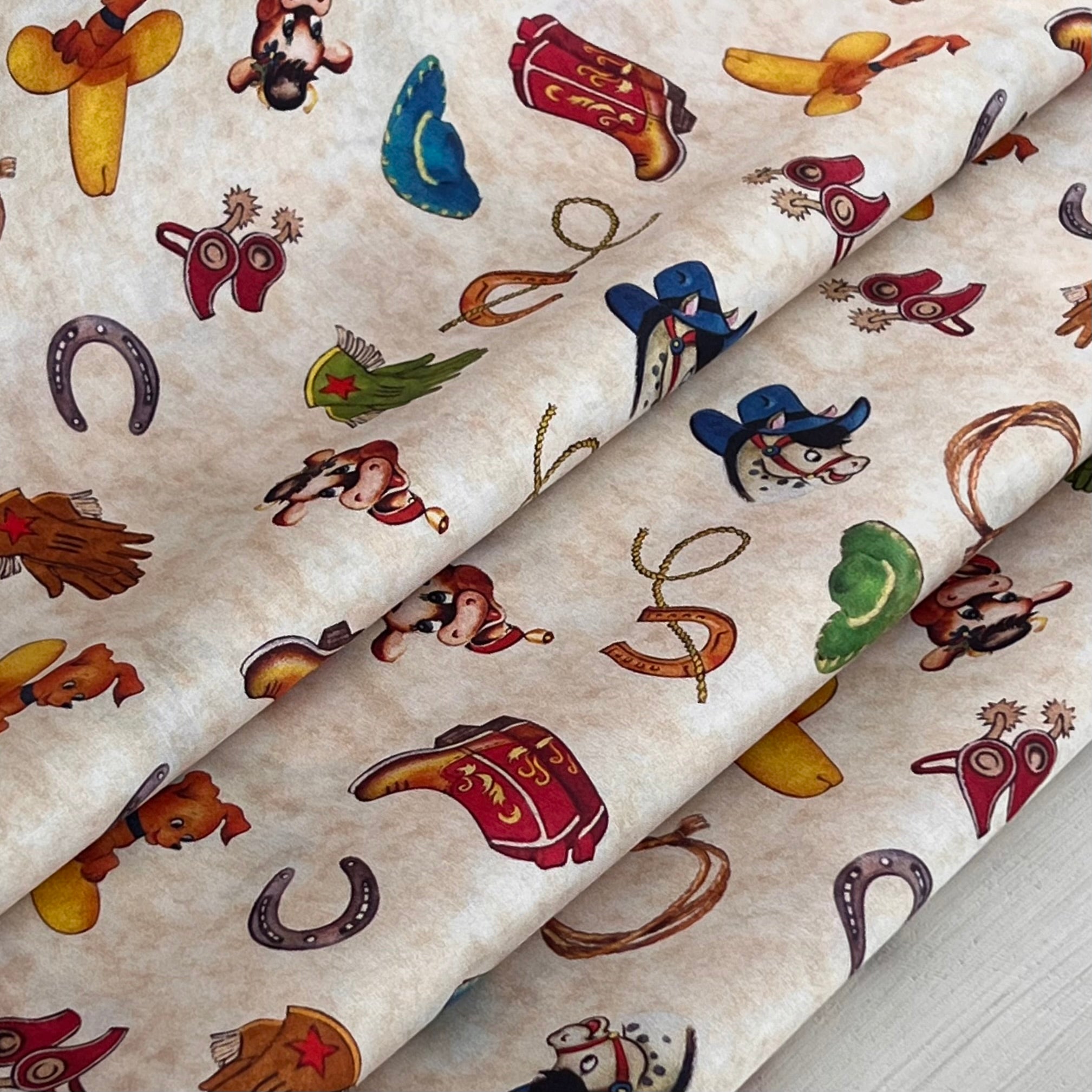 Cream-Cowboy Stuff-Cowboy Up by QT Fabrics
