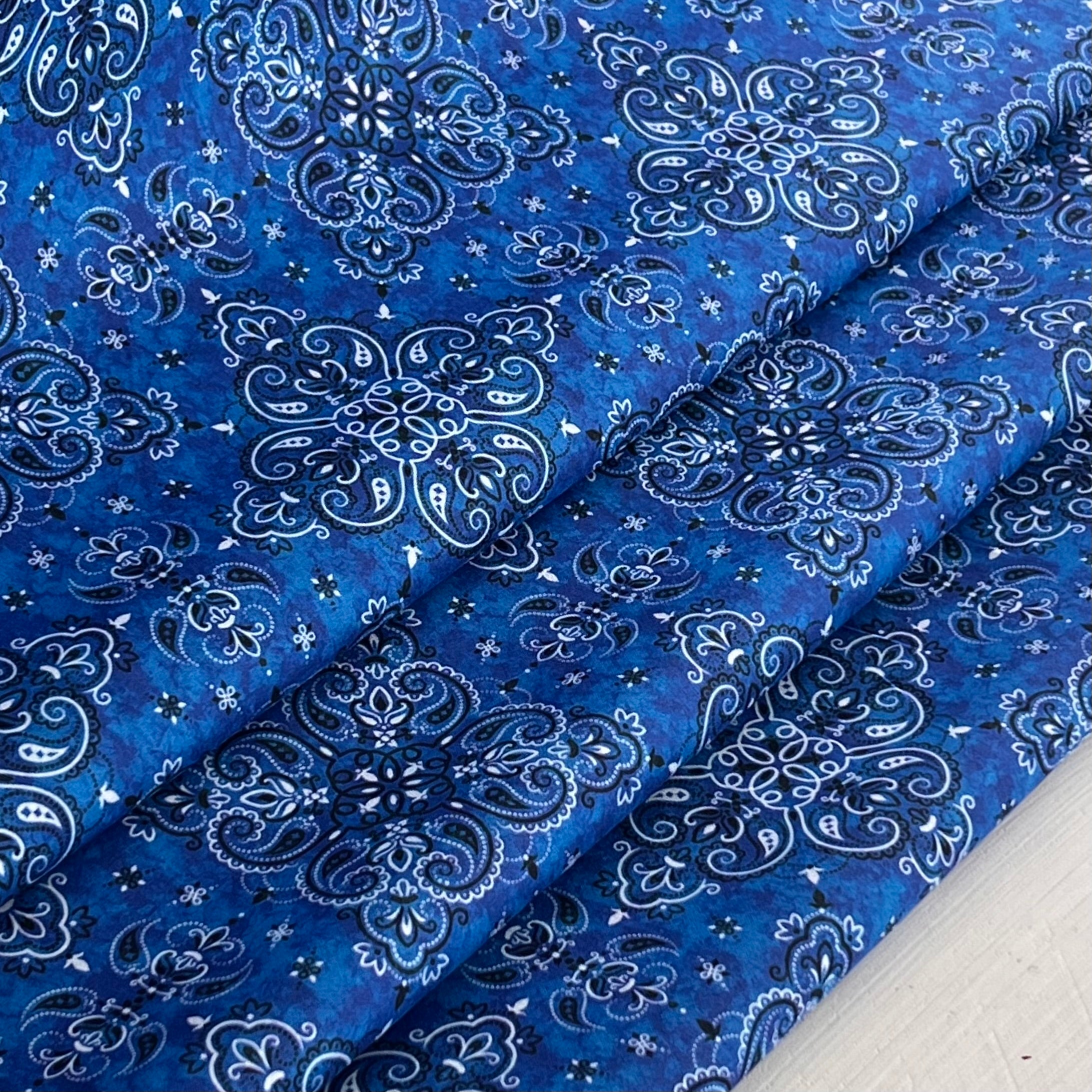 Blue - Bandana - Cowboy Up by QT Fabrics