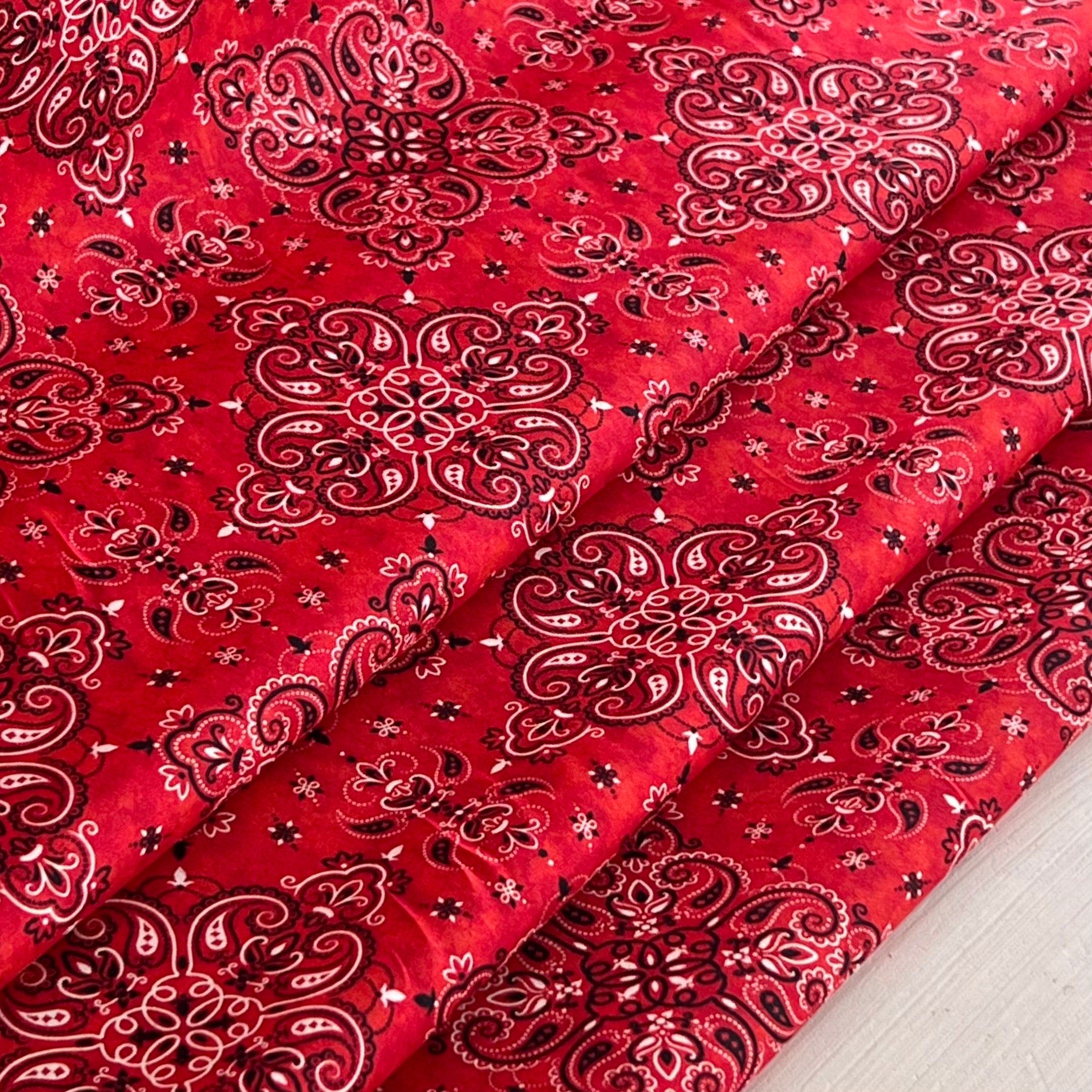 Red - Bandana - Cowboy Up by QT Fabrics