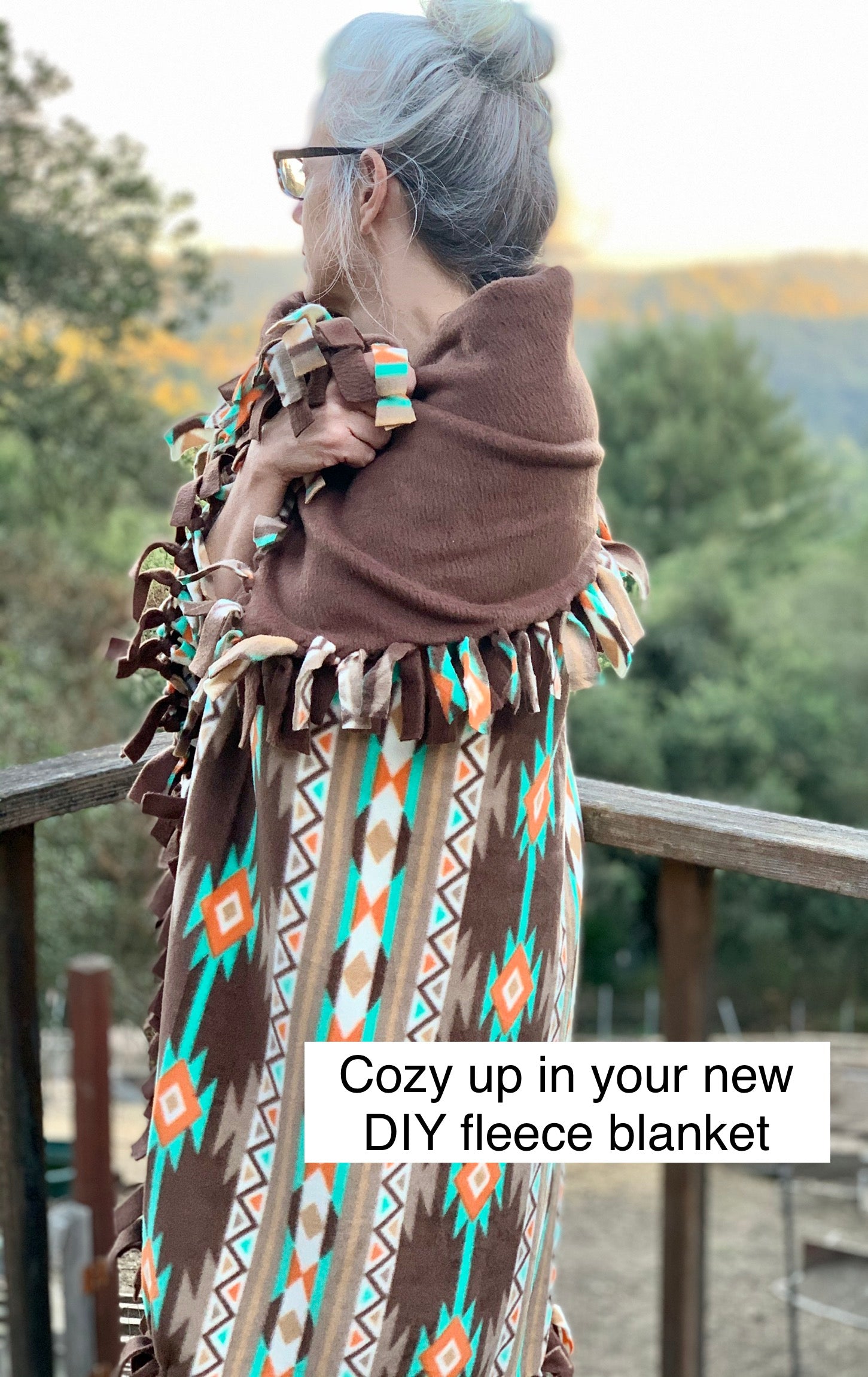 No Sew Blanket Kit - Blue Abstract Floral - Personalization Available