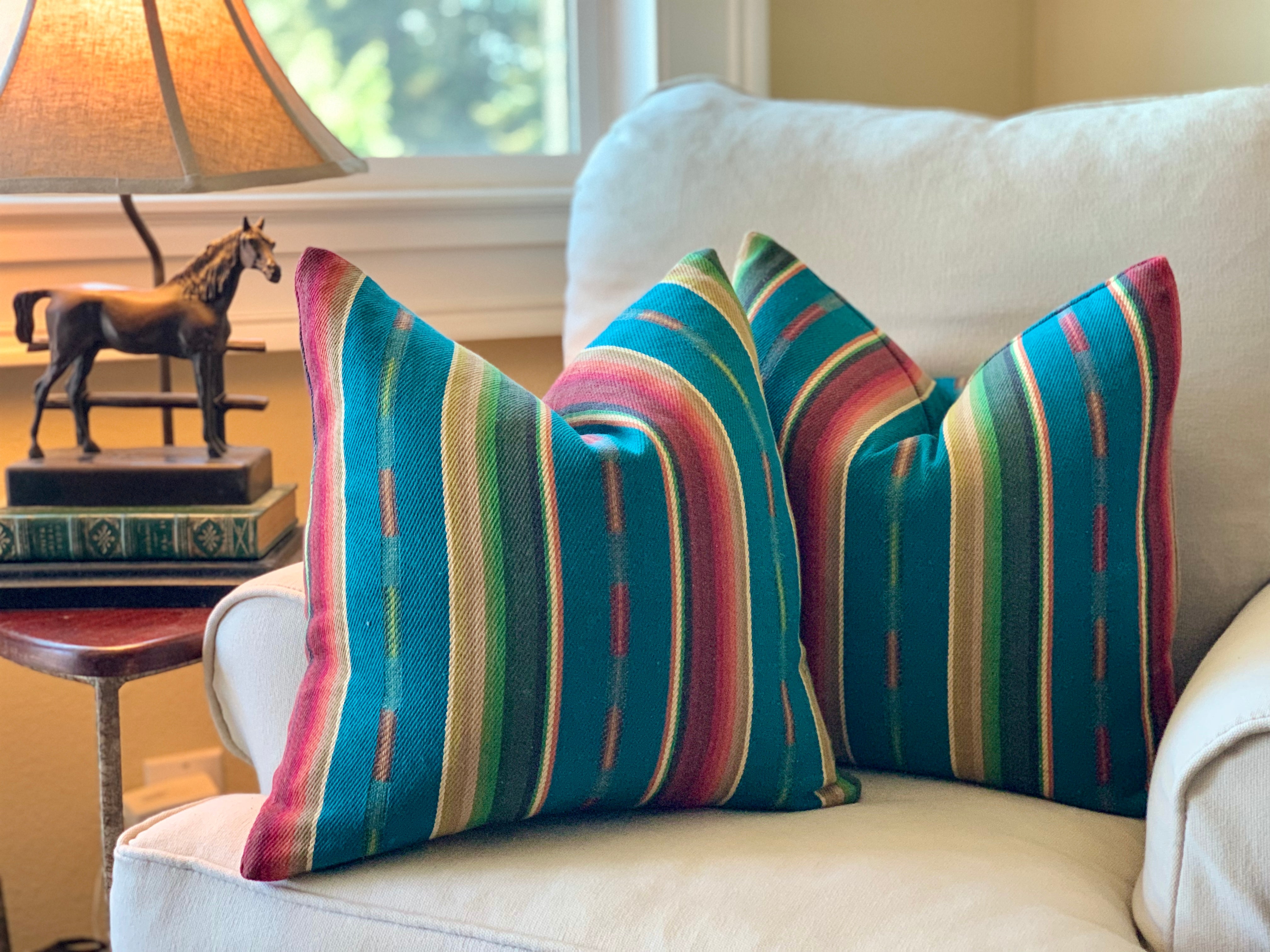 Serape Style Pillow - Blue
