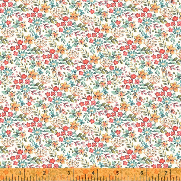 Tiny Floral, Farm Meadow by Clare Therese Gray Windham Fabrics - Ivory 52797-1 Cotton Fabric