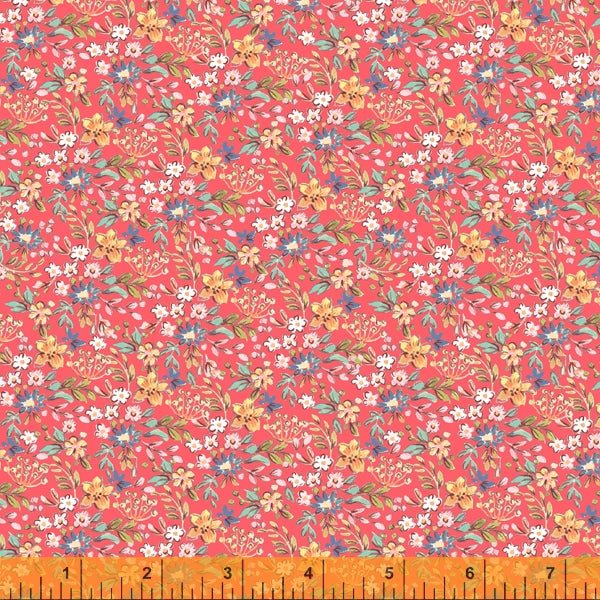 Tiny Floral, Farm Meadow by Clare Therese Gray Windham Fabrics - Red 52797-13 Cotton Fabric
