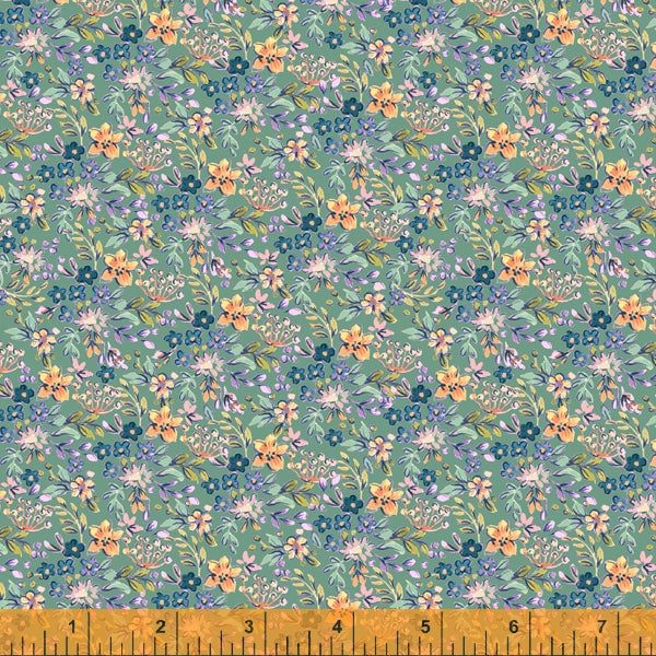 Tiny Floral, Farm Meadow by Clare Therese Gray Windham Fabrics - Mint 52797-14 Cotton Fabric