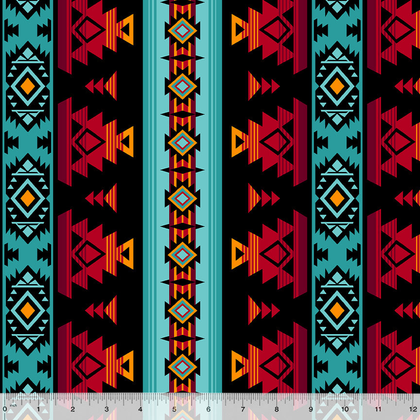 Canvas Cotton - 52823C-2 Heirloom Spirit Trail, Windham Fabrics, Black/Sunset