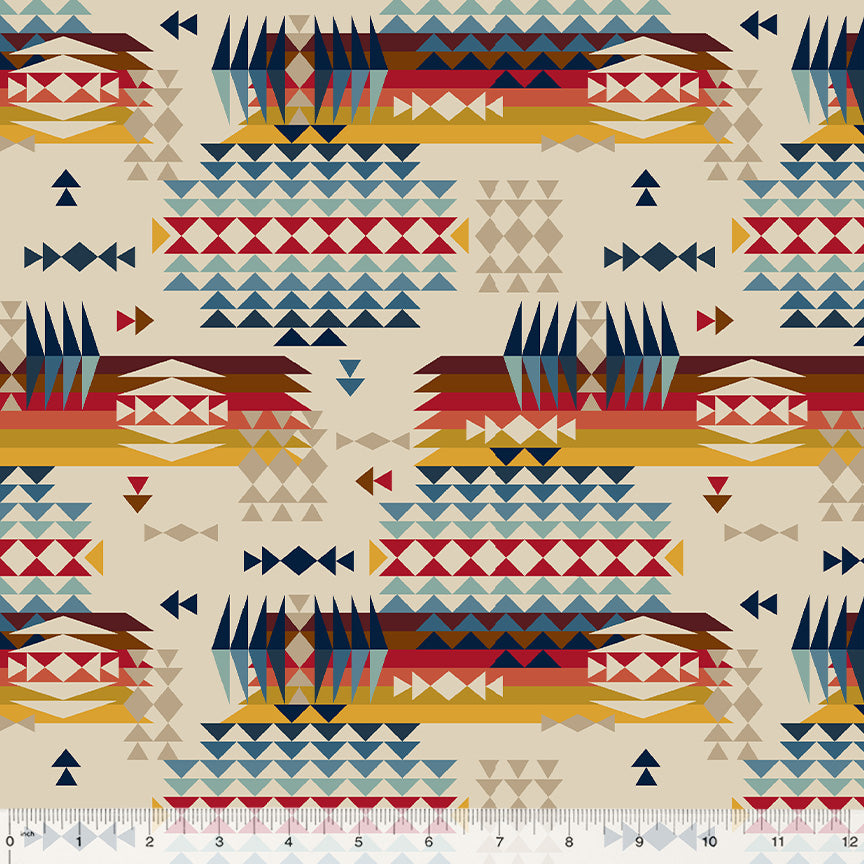 Canvas Cotton -53734C-1 Mountain Pass Spirit Trail, Tan/Multi by Windham Fabrics