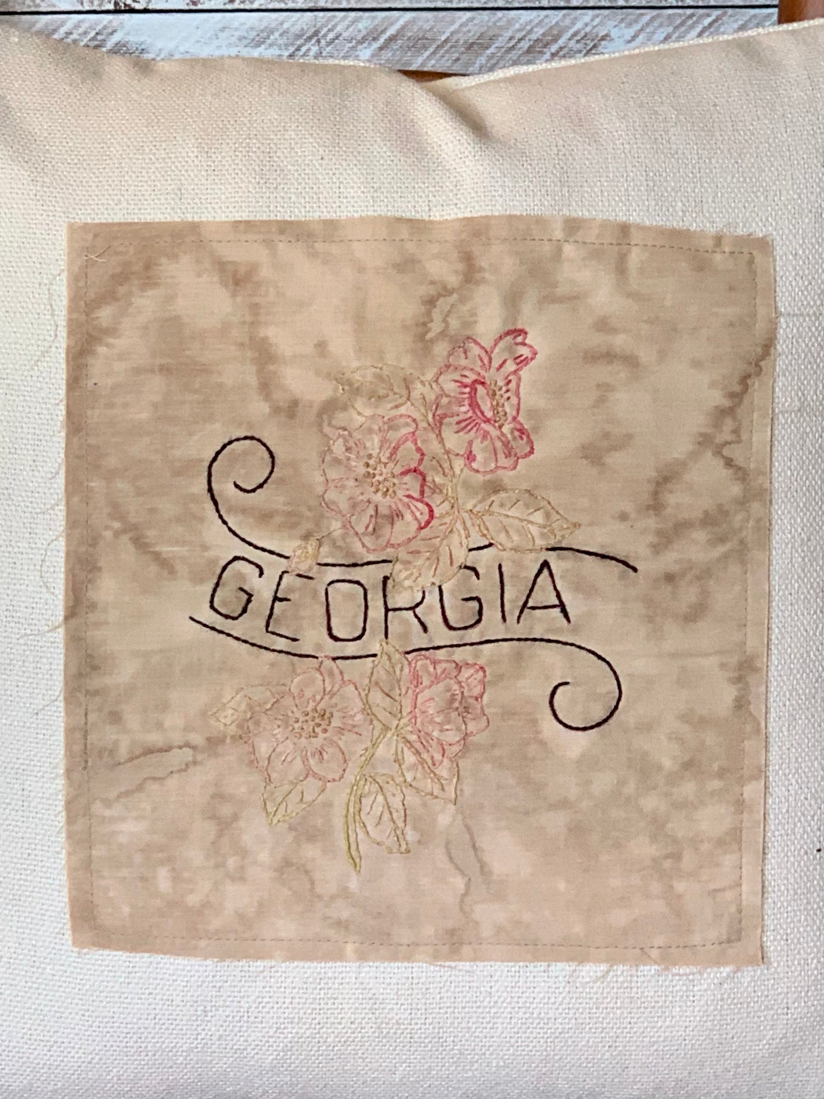 Georgia State Pillow - Embroidered
