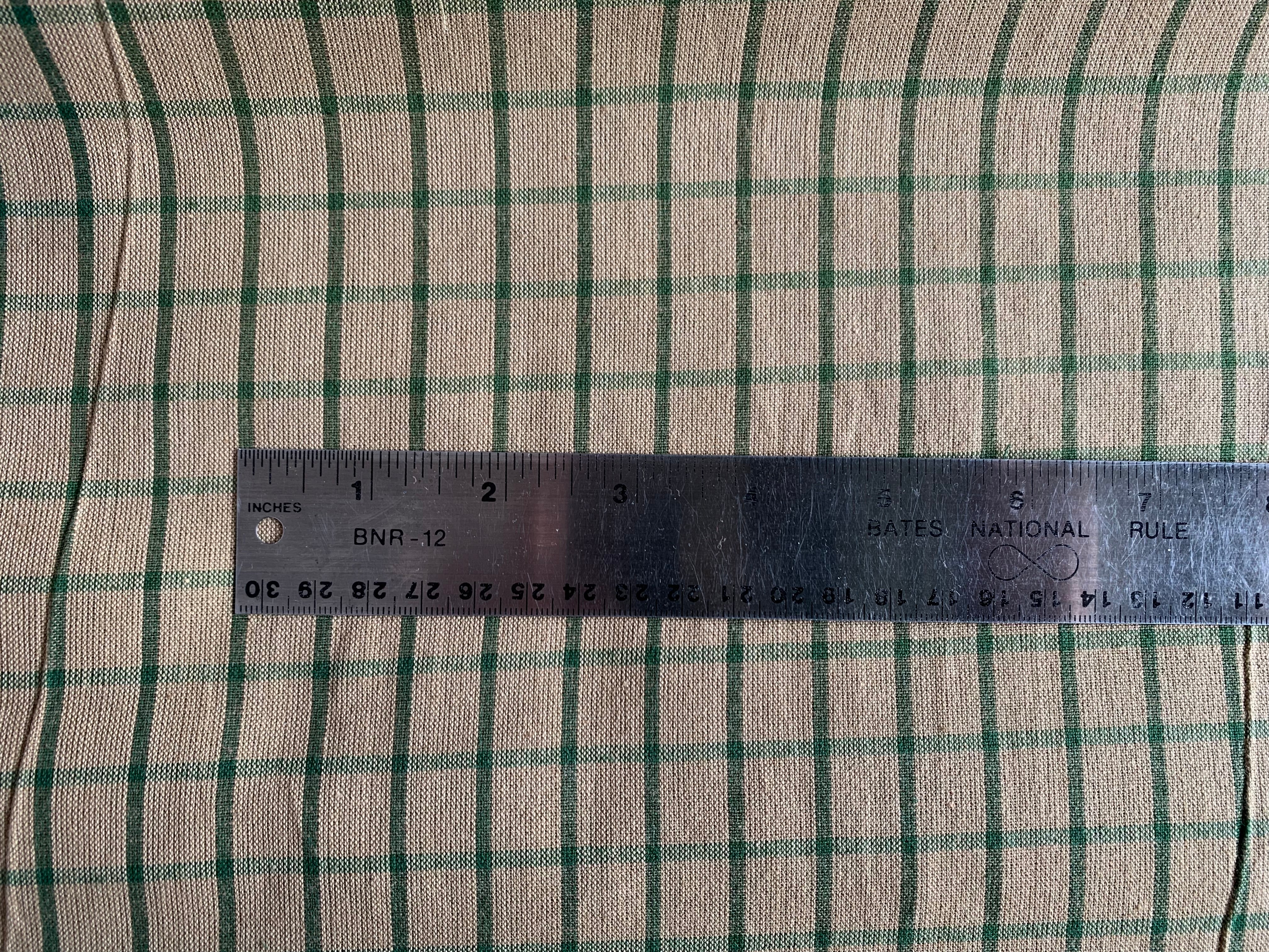 Beige and Green Plaid - Homespun Fabric - 40