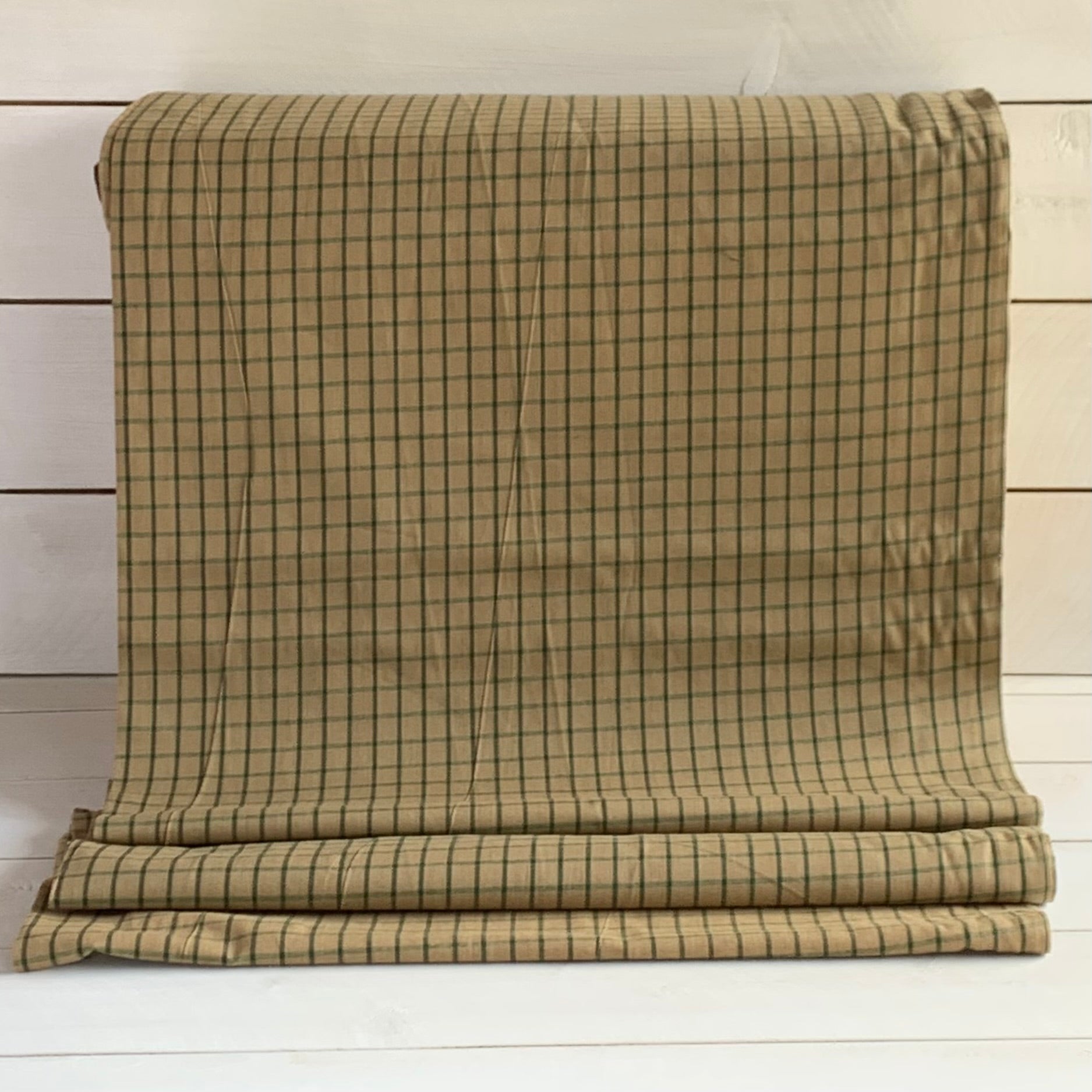 Beige and Green Plaid - Homespun Fabric - 40