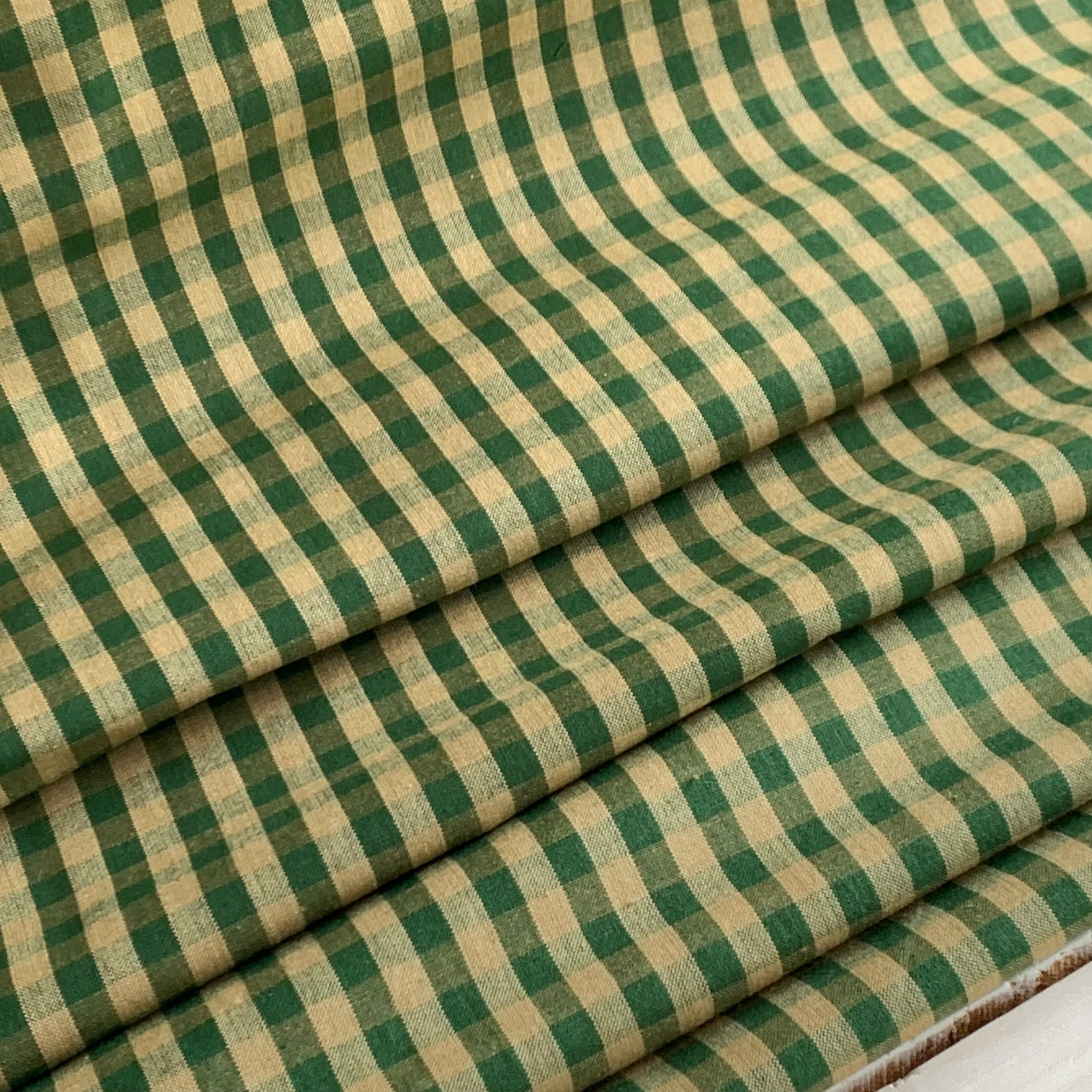 Beige and Green Plaid 5/16" - Homespun Fabric - 42