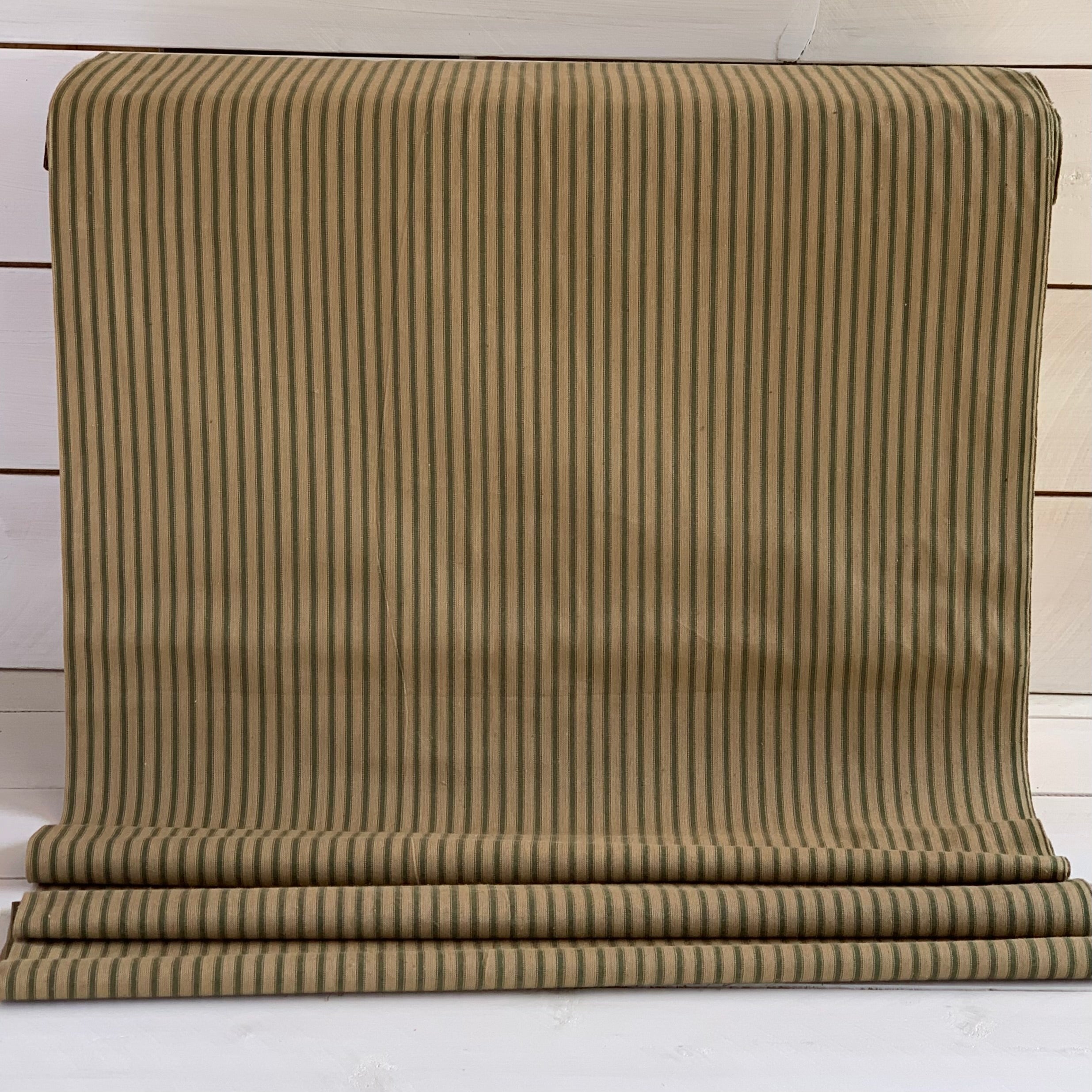 Beige and Green Stripe - Homespun Fabric - 46