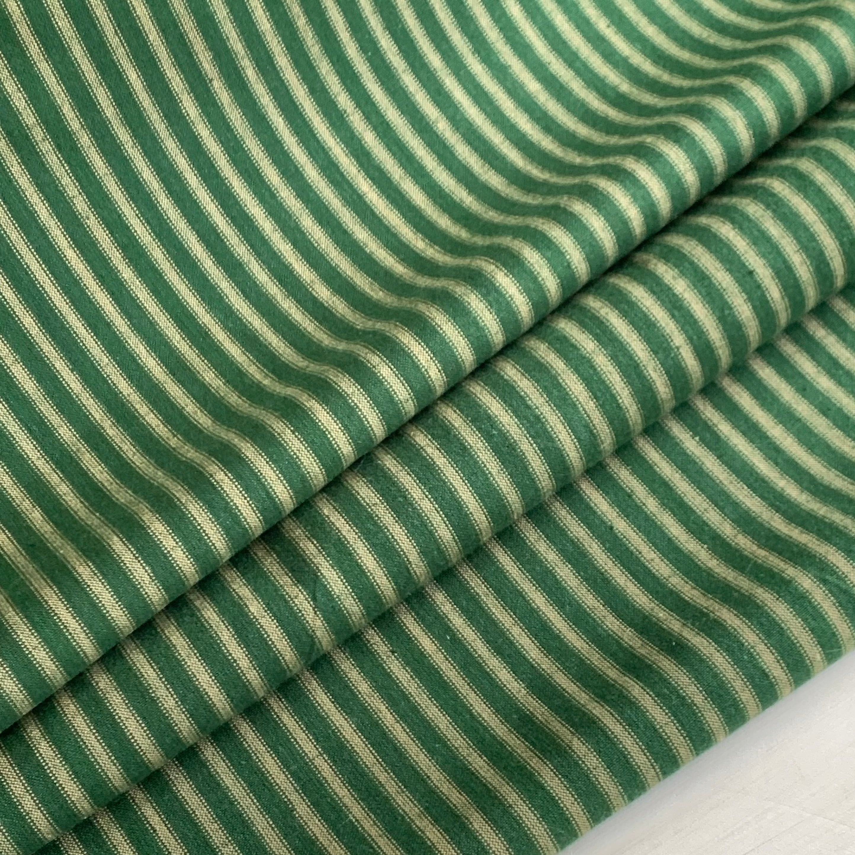 Green and Beige Stripe - Homespun Fabric - 47