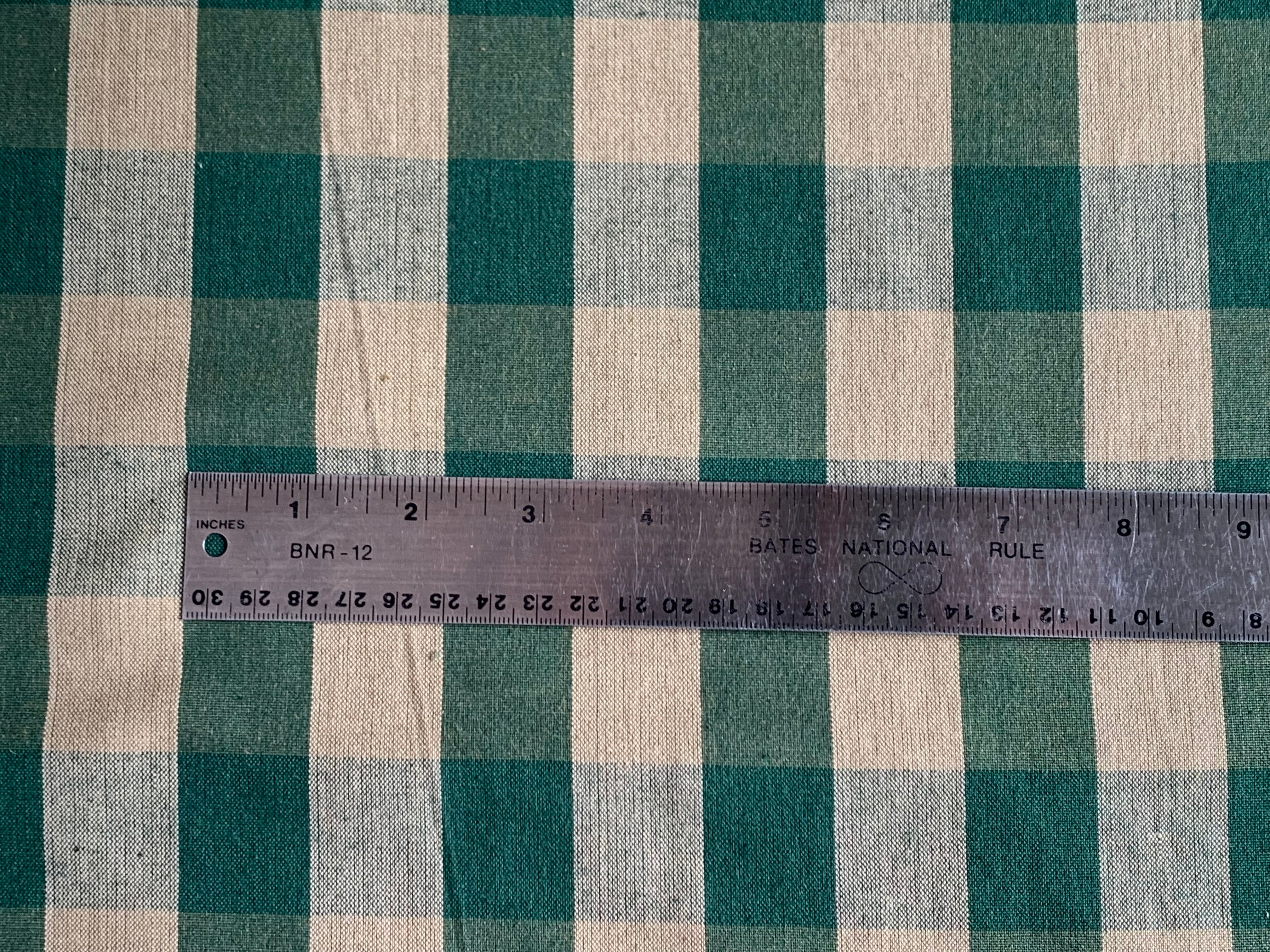 Green and Beige Buffalo Plaid - Homespun Fabric - 490