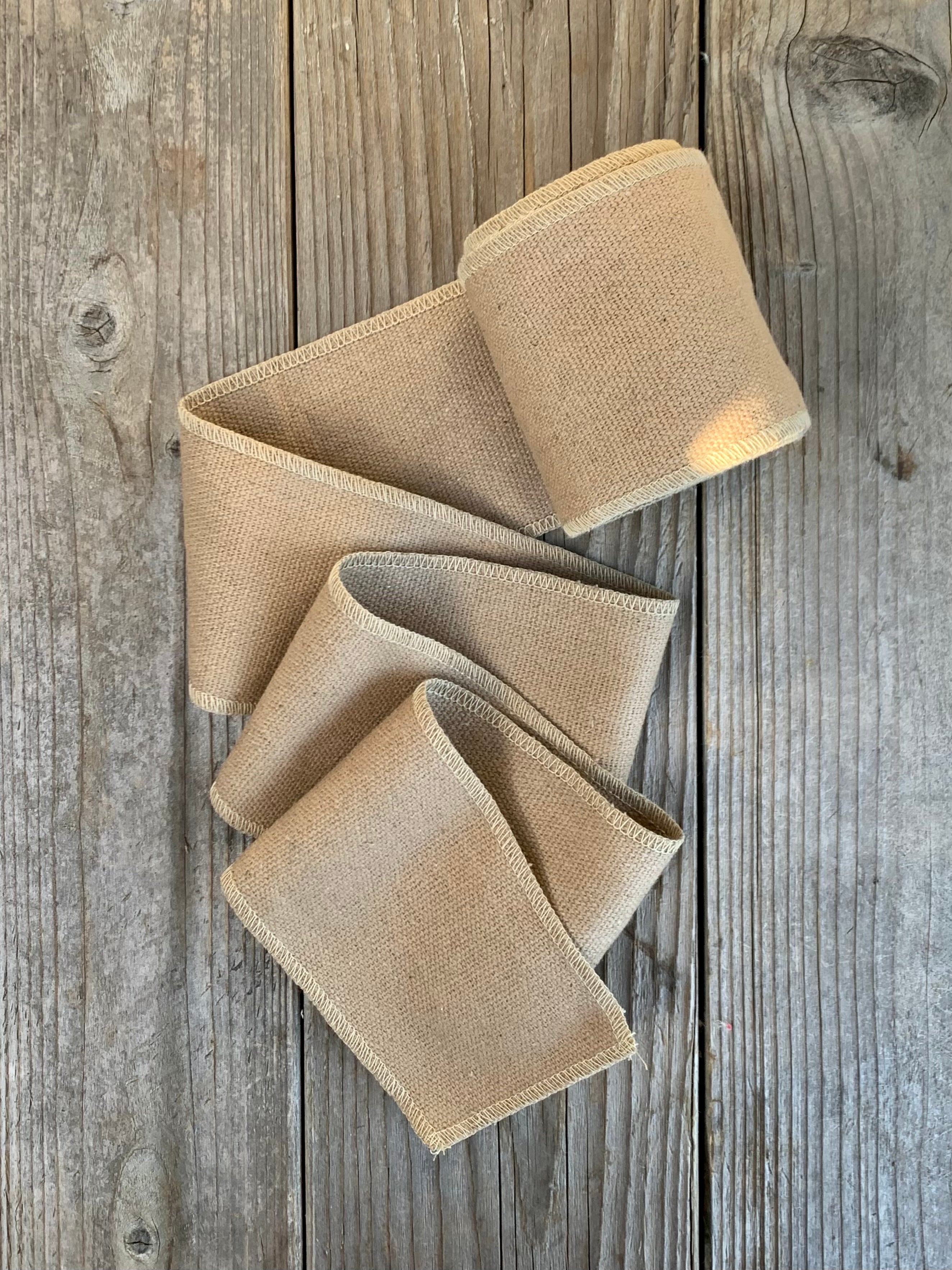 Grain Sack Ribbon - Beige/Taupe - 4" Wide