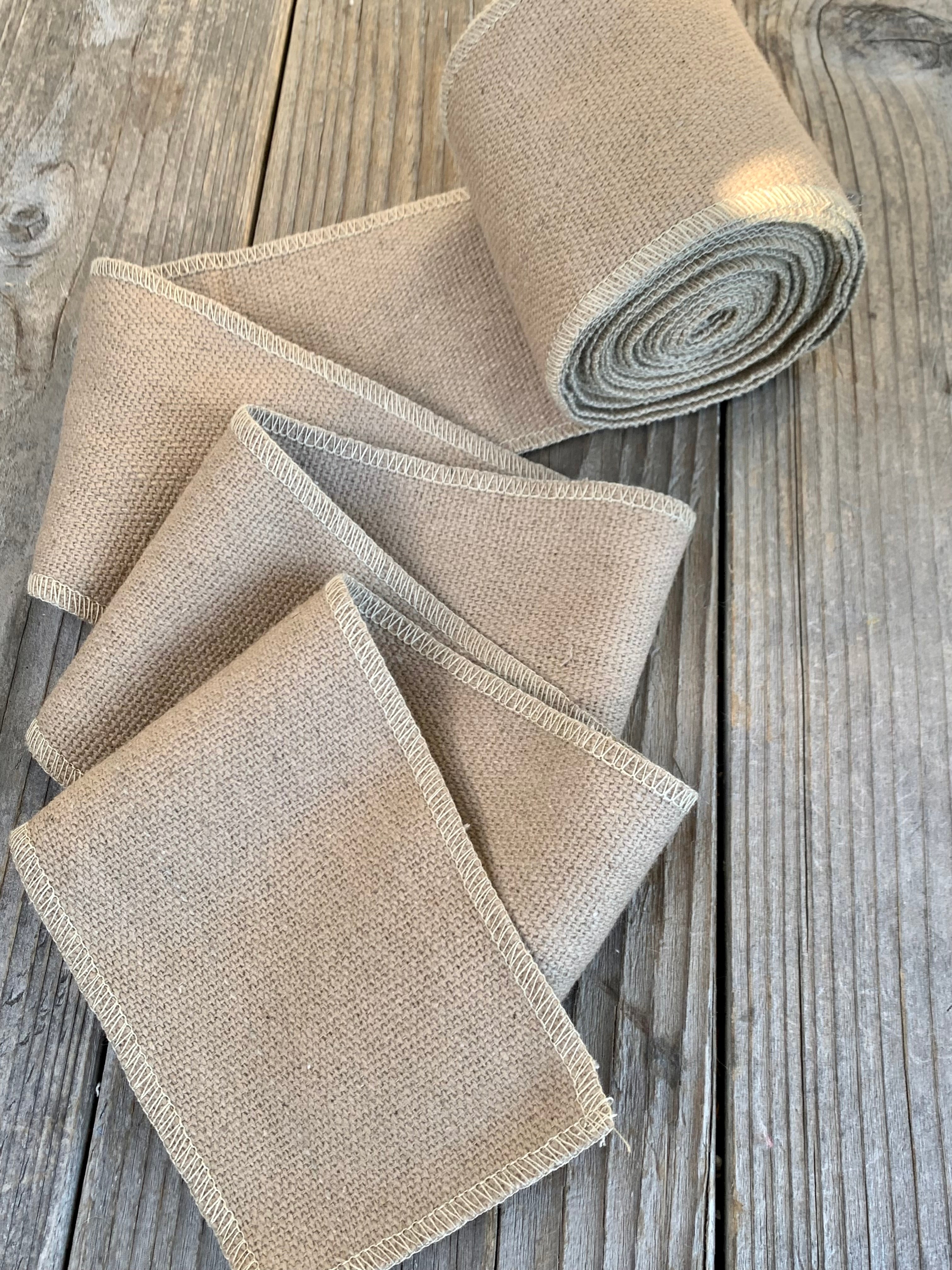 Grain Sack Ribbon - Beige/Taupe - 4" Wide