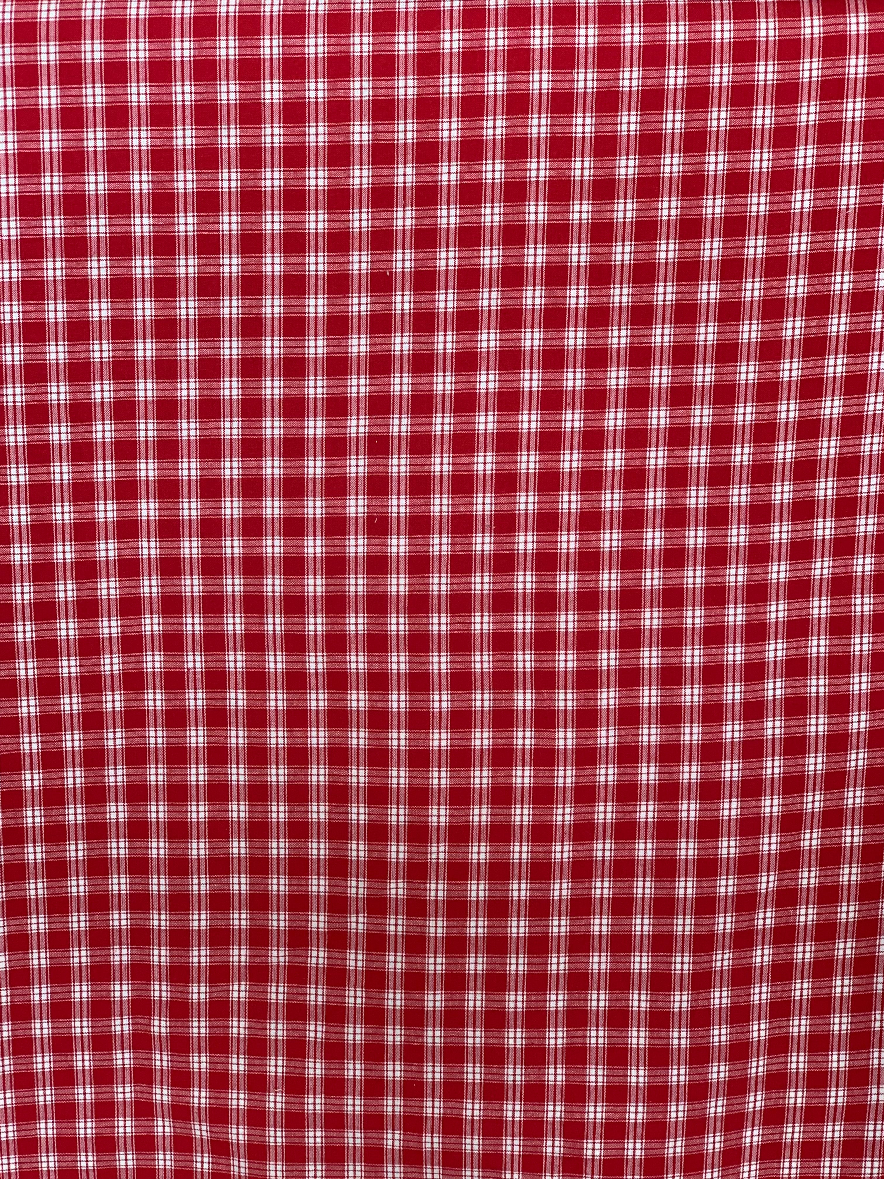 Red and White Homespun Cotton Fabric