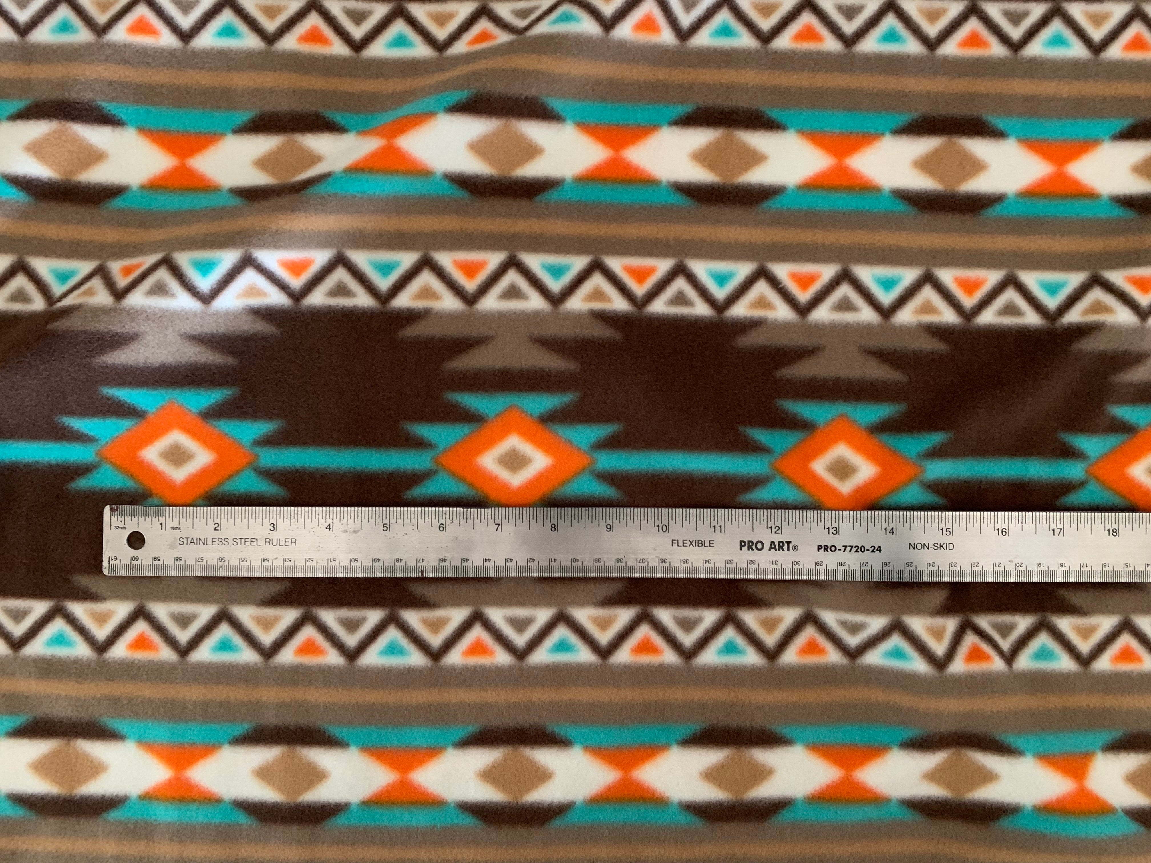 Tribal Winter Fleece - Tan, Orange, & Turquoise