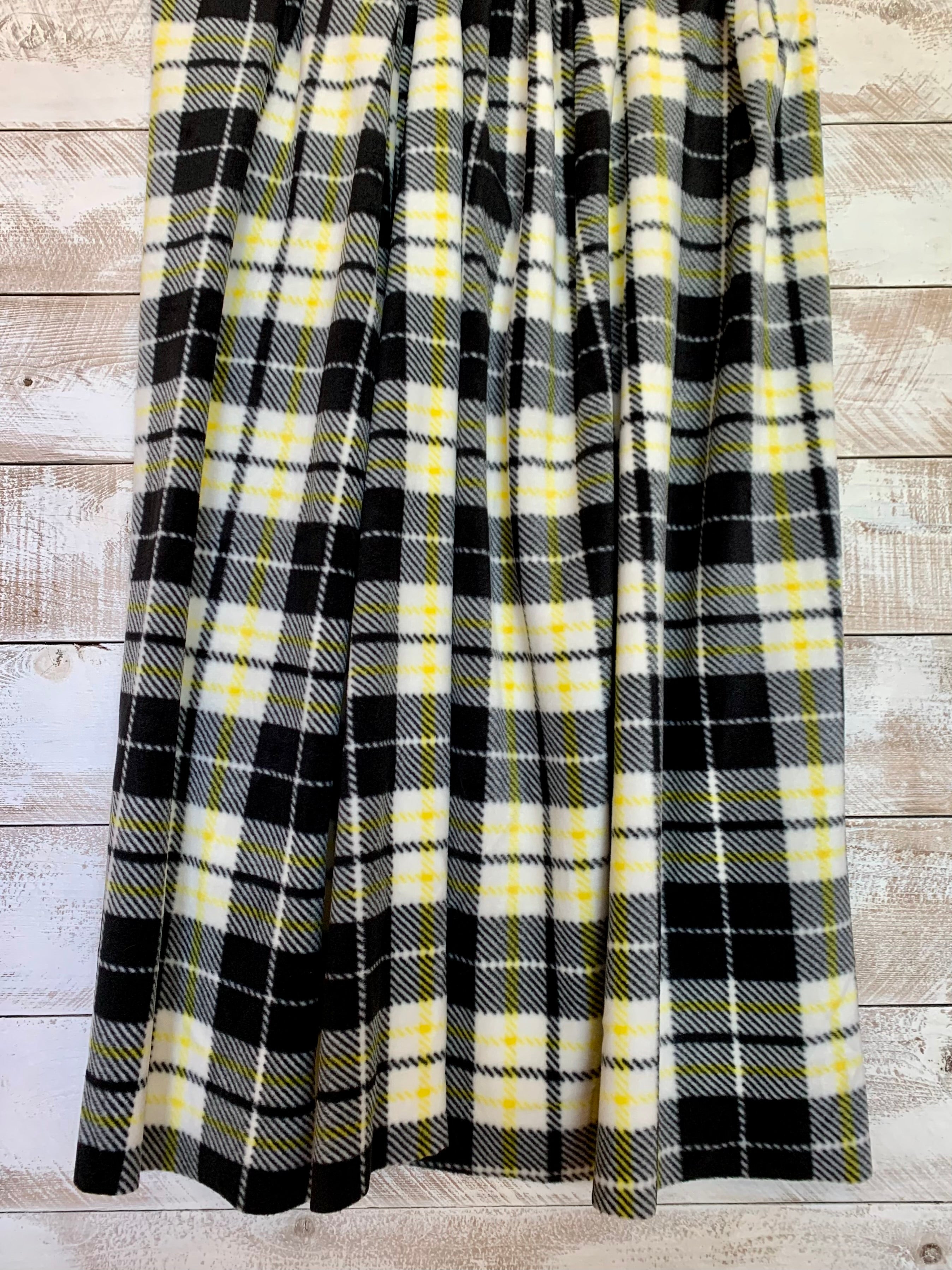 No Sew Blanket Kit - Black, White, Yellow Plaid - Personalization Available