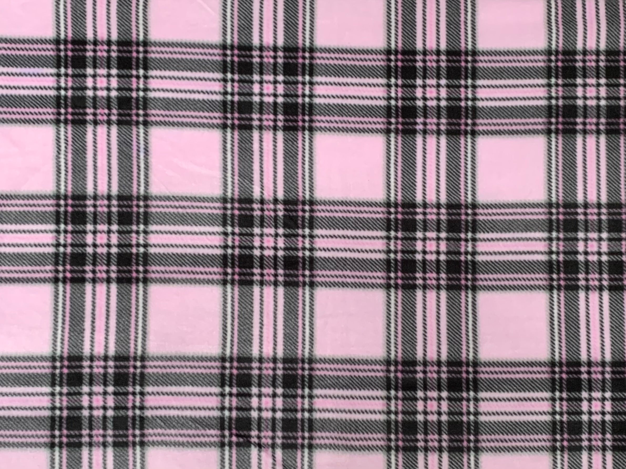No Sew Blanket Kit - Black and Pink Plaid - Personalization Available