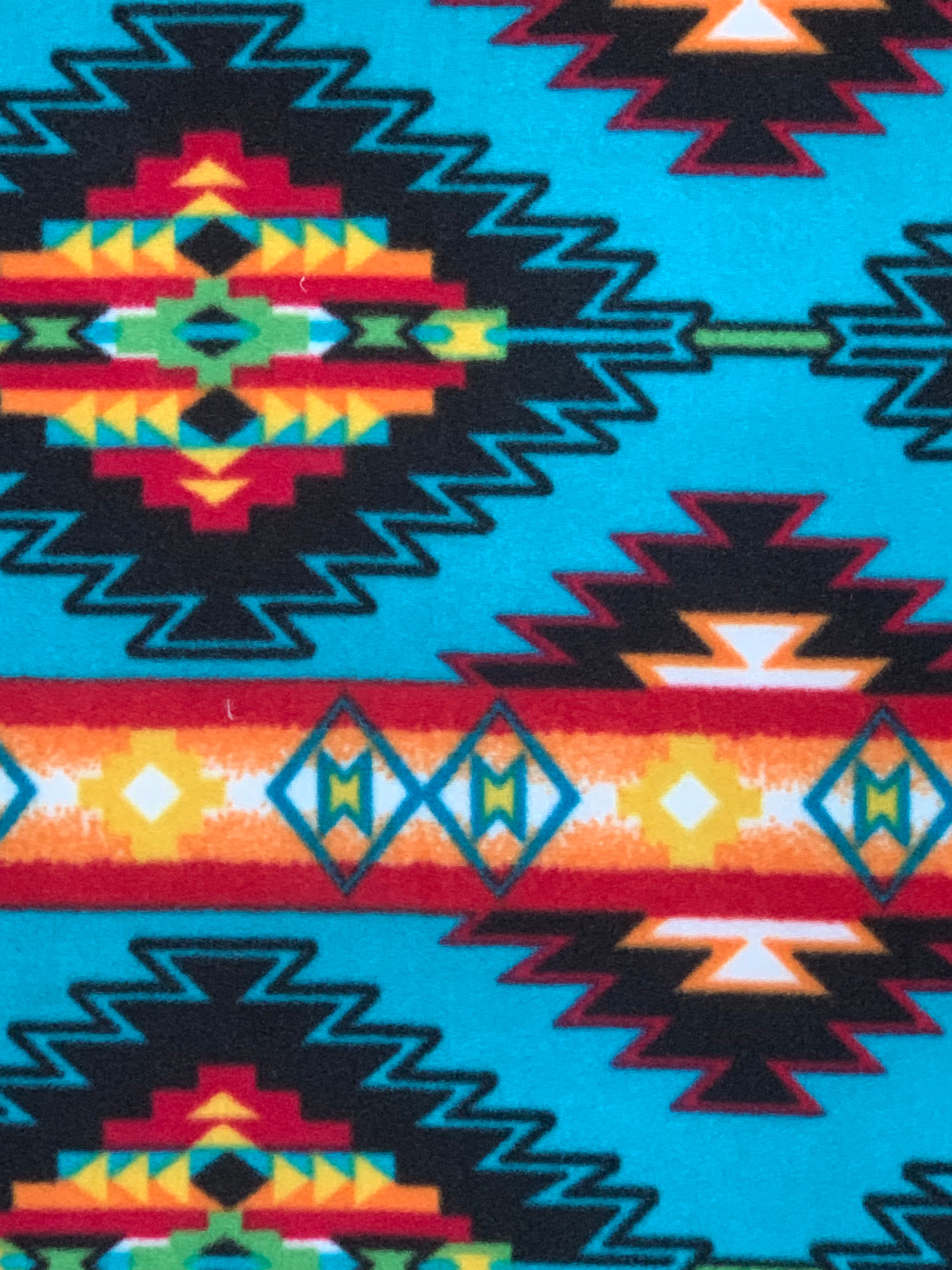 Tribal Winter Fleece - Blanket Stripe Turquoise - 33753-3