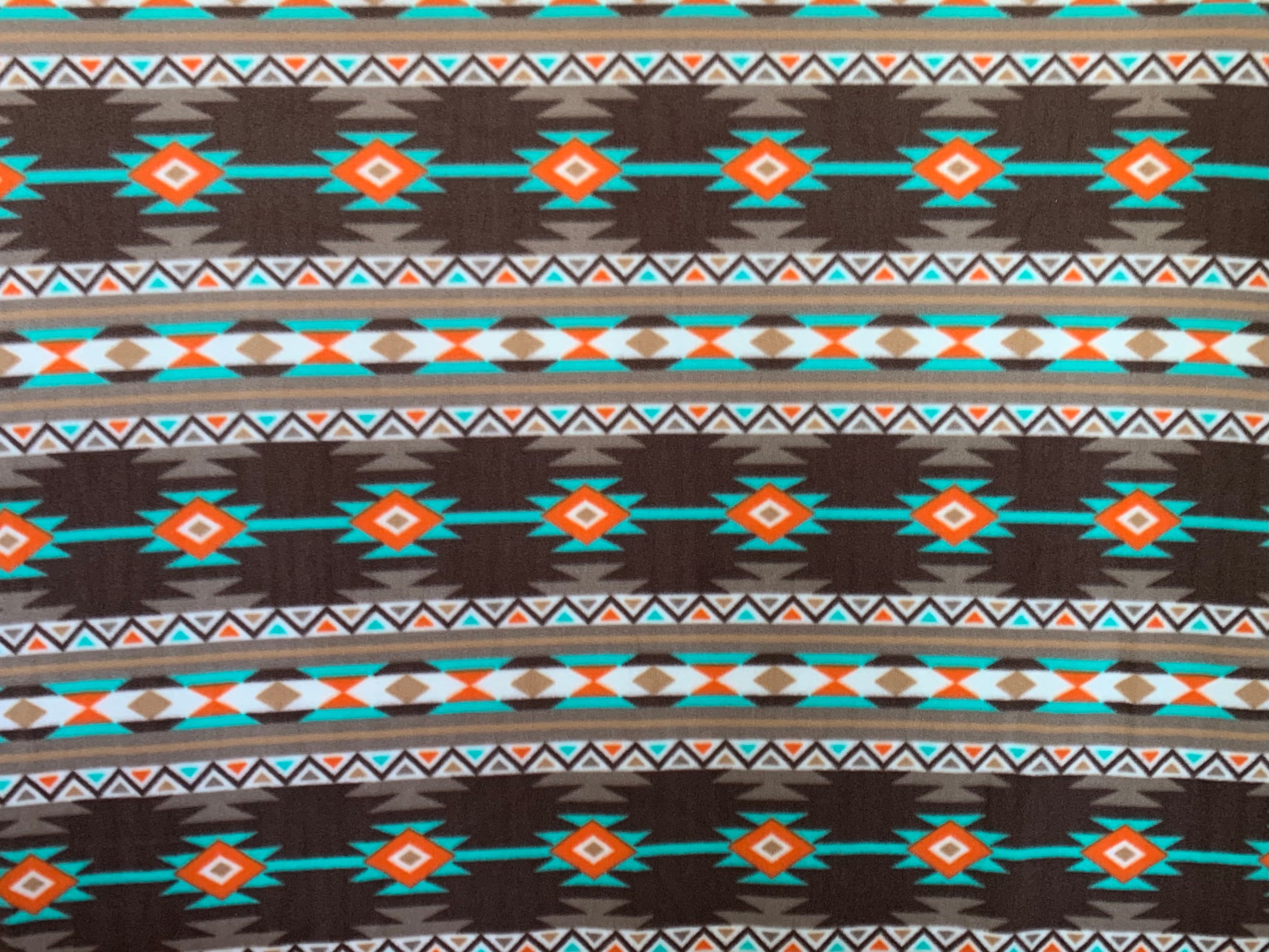 Tribal Winter Fleece - Tan, Orange, & Turquoise
