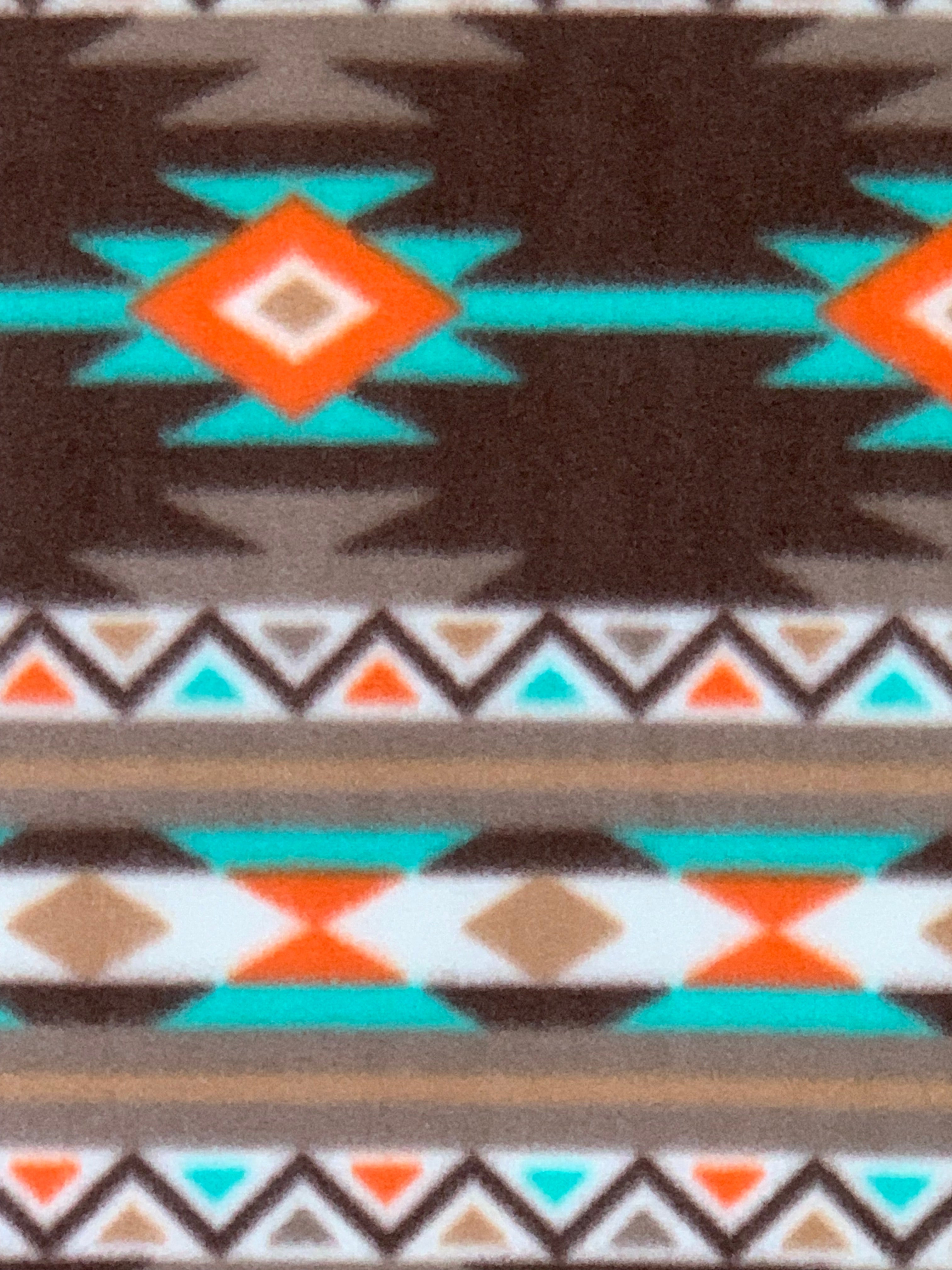 Tribal Winter Fleece - Tan, Orange, & Turquoise