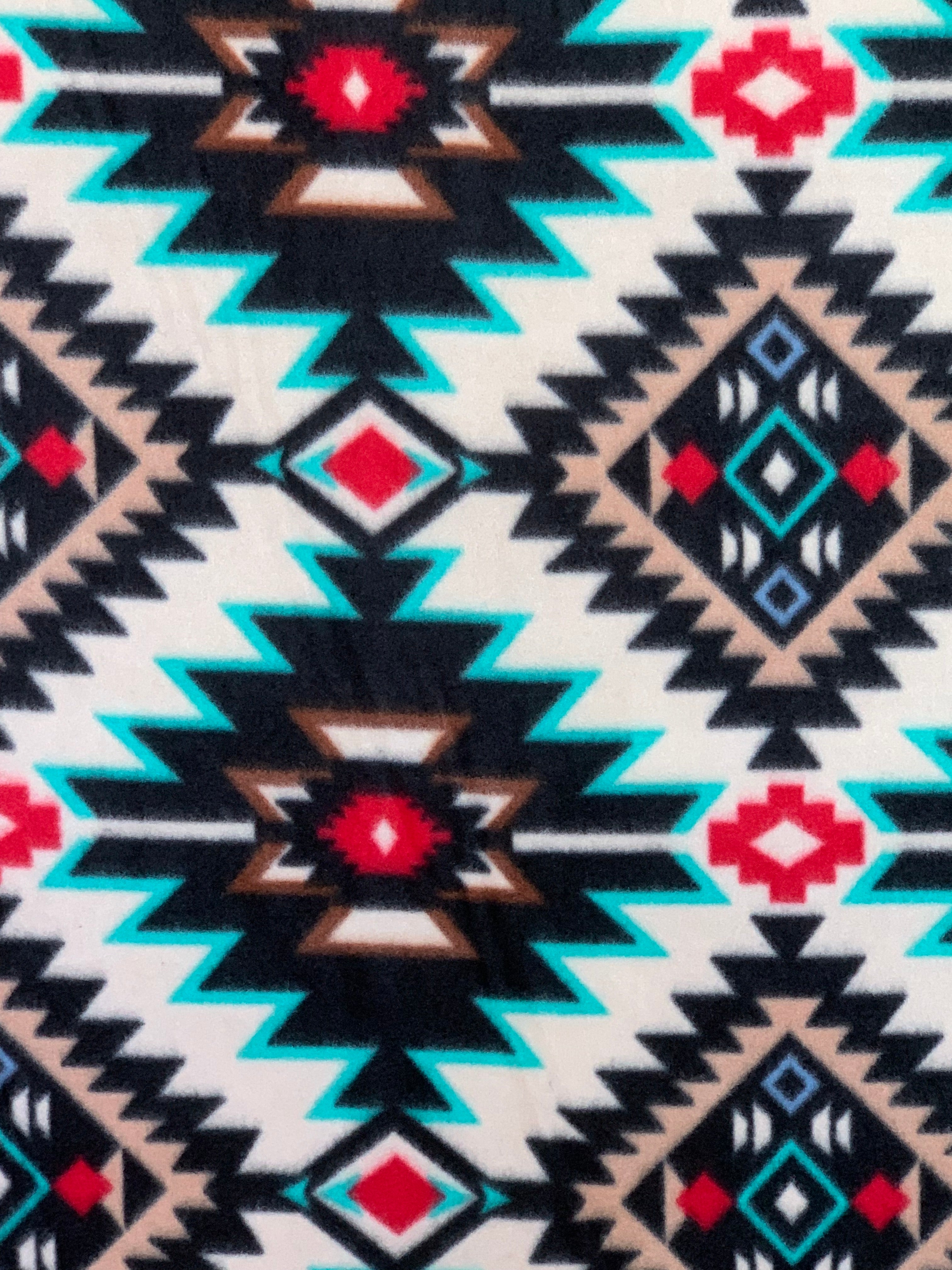 Tribal Winter Fleece - Shadow Diamond Turquoise - 36500-1