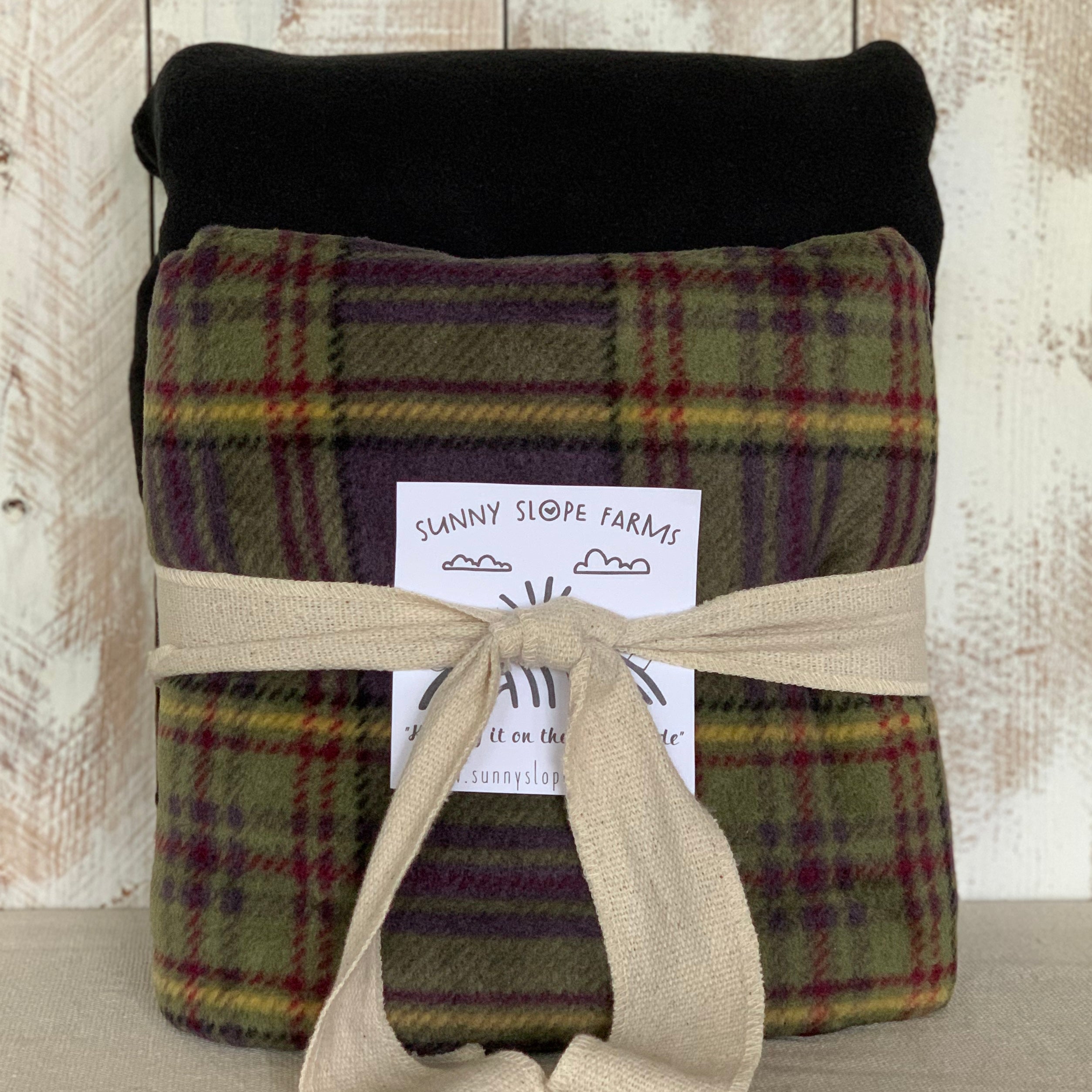 No Sew Blanket Kit - Purple and Green Plaid - Personalization Available