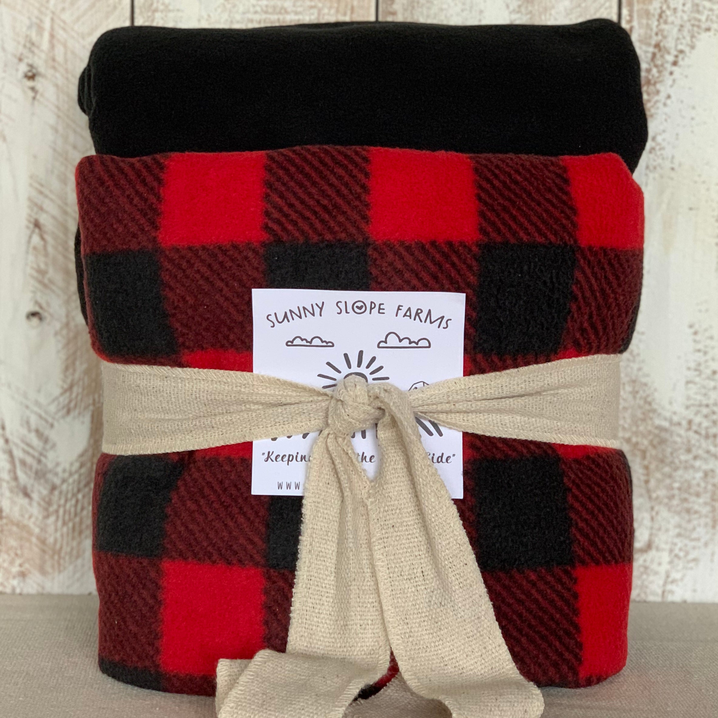 No Sew Blanket Kit - Buffalo Red and Black Plaid - Personalization Available