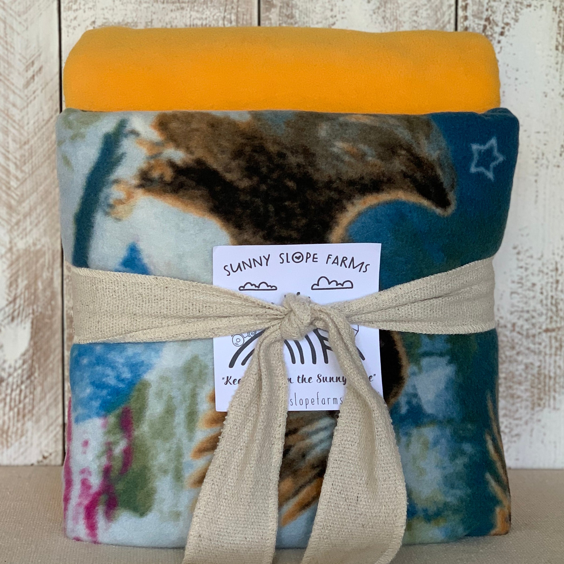 No Sew Blanket Kit - American Flag and Bald Eagle - Personalization Available