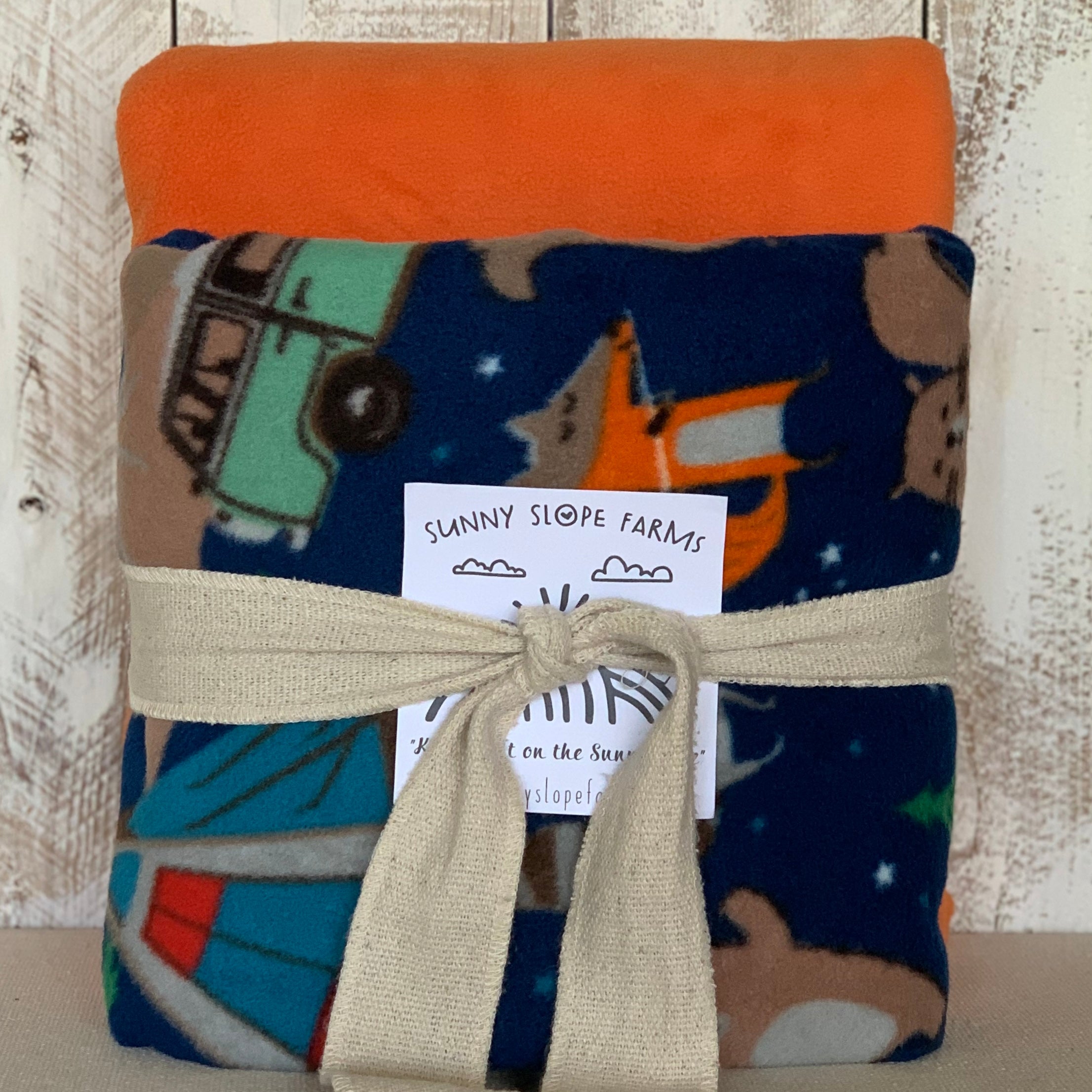 No Sew Blanket Kit - Woodland Animals Camping - Personalization Available