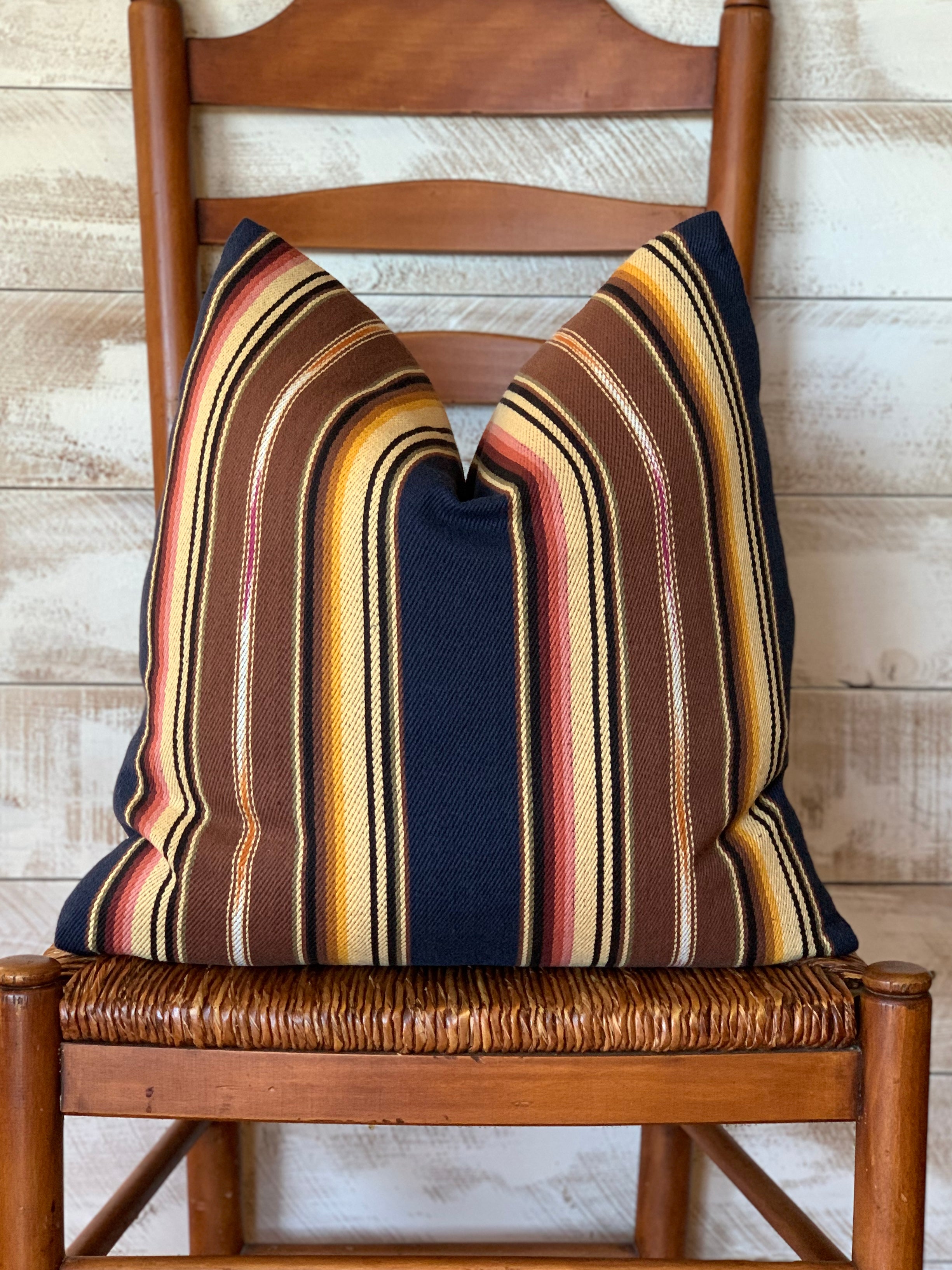 Serape Style Pillow - Blue Multi Stripe