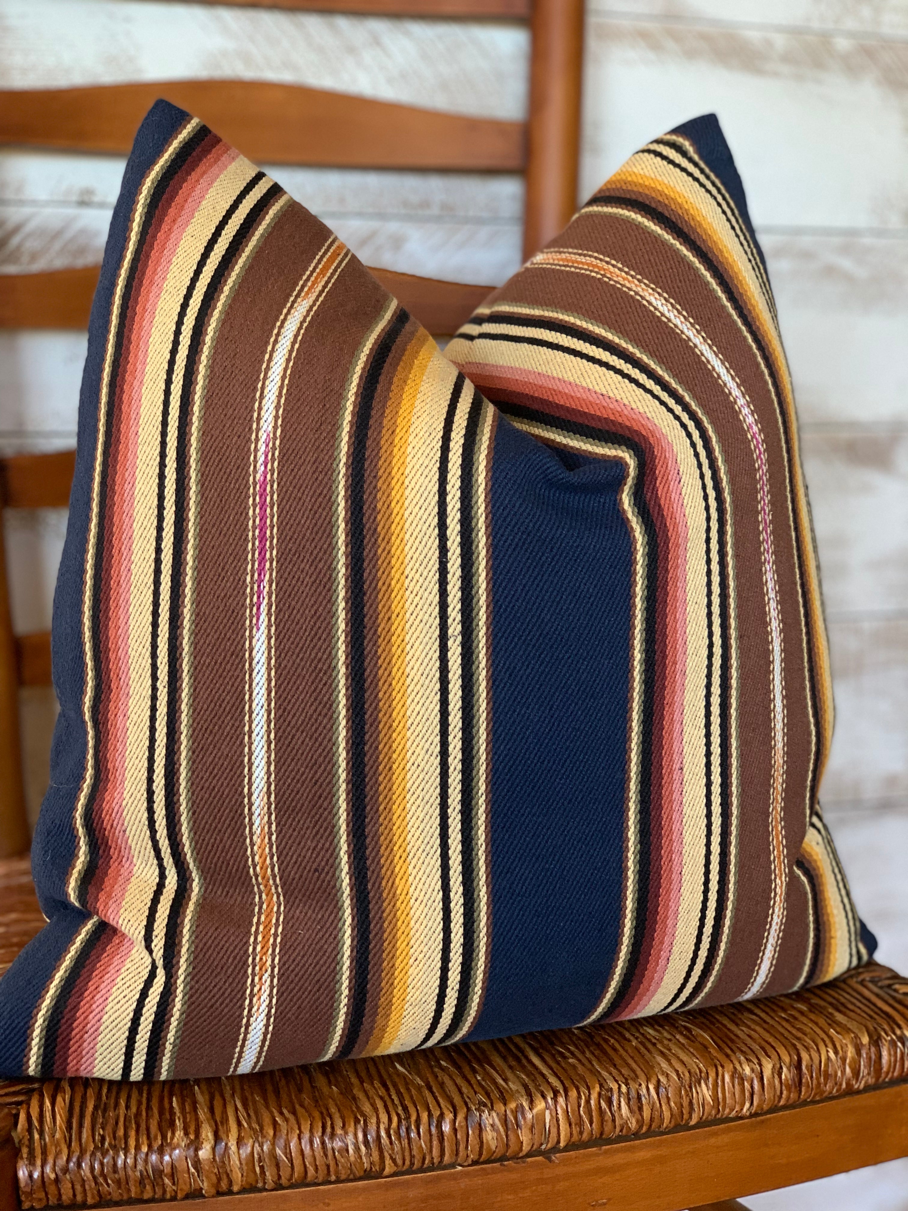 Serape Style Pillow - Blue Multi Stripe