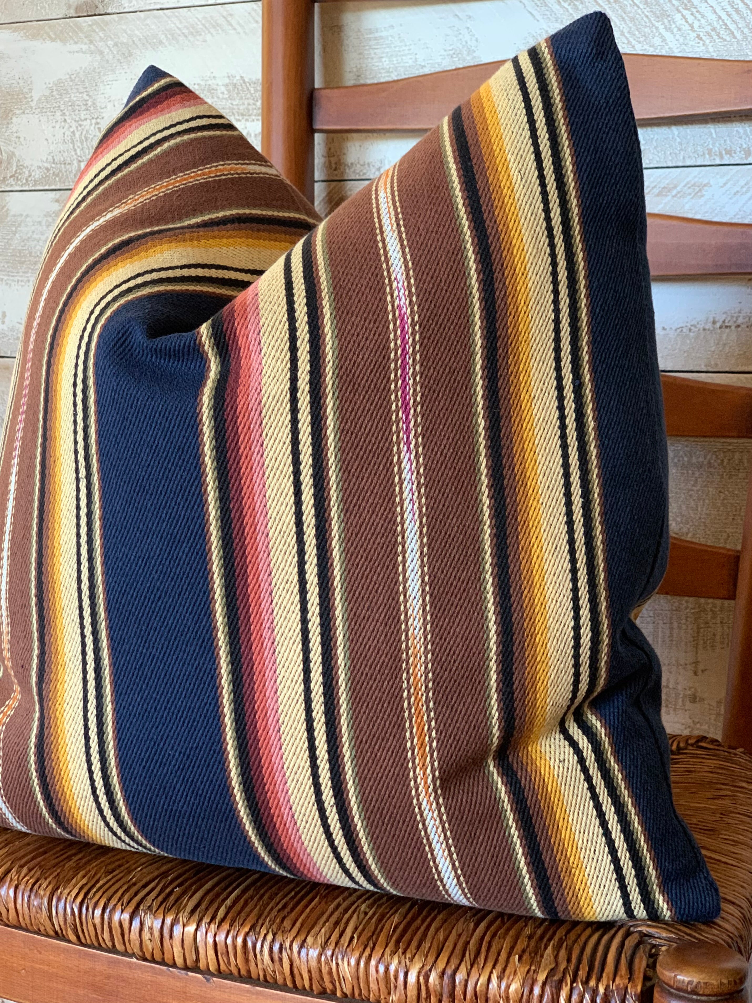 Serape Style Pillow - Blue Multi Stripe