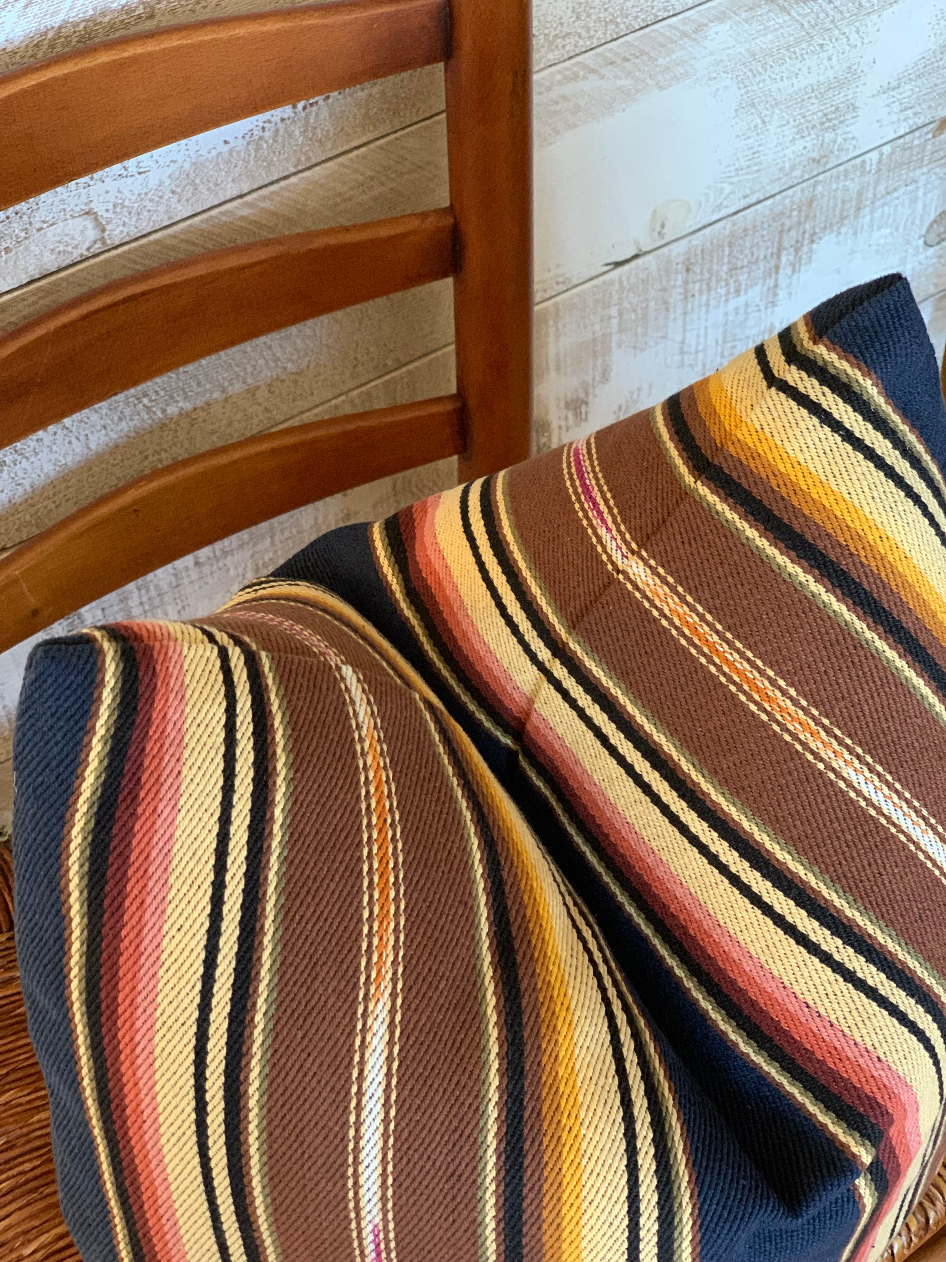 Serape Style Pillow - Blue Multi Stripe