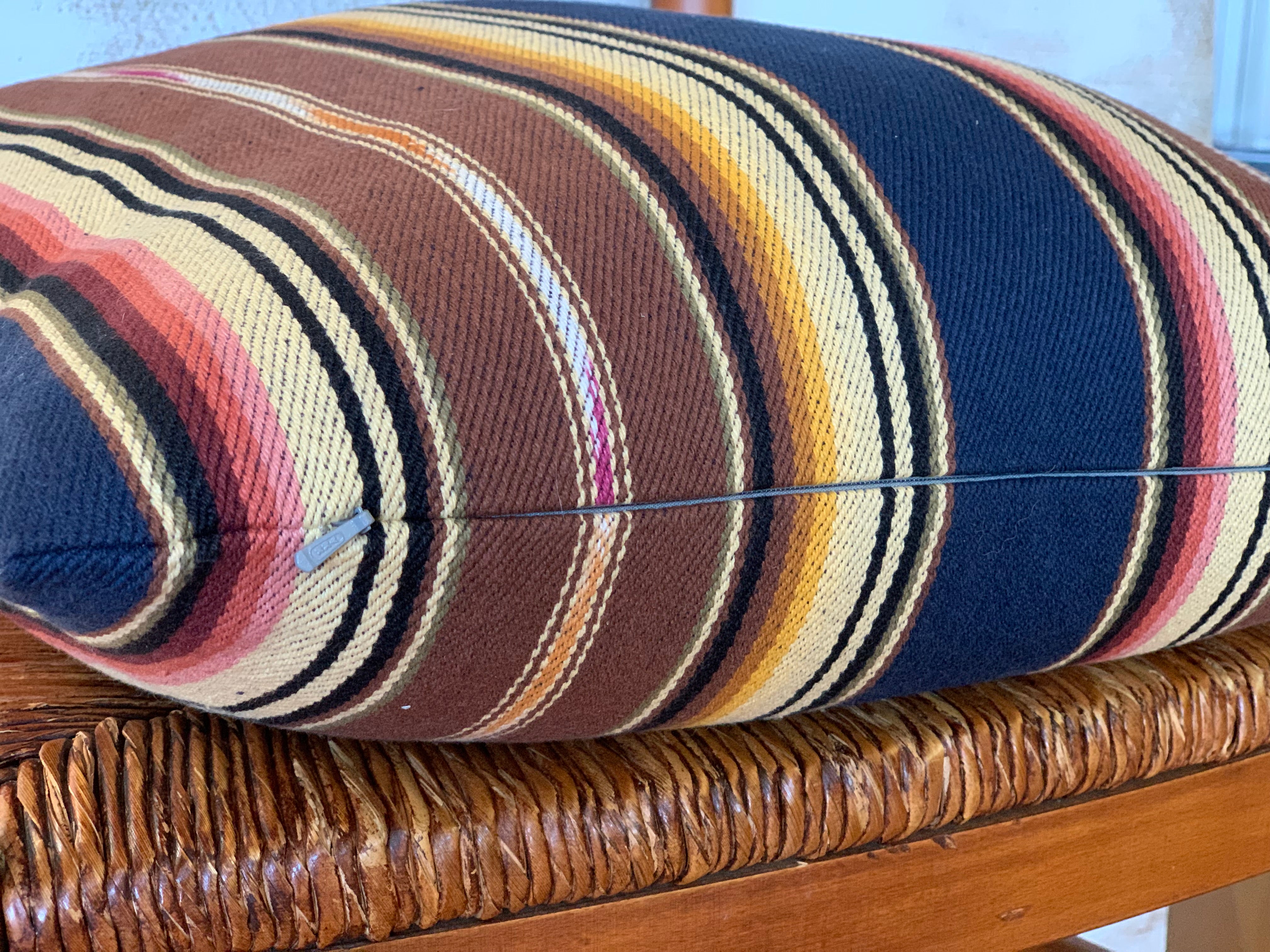 Serape Style Pillow - Blue Multi Stripe