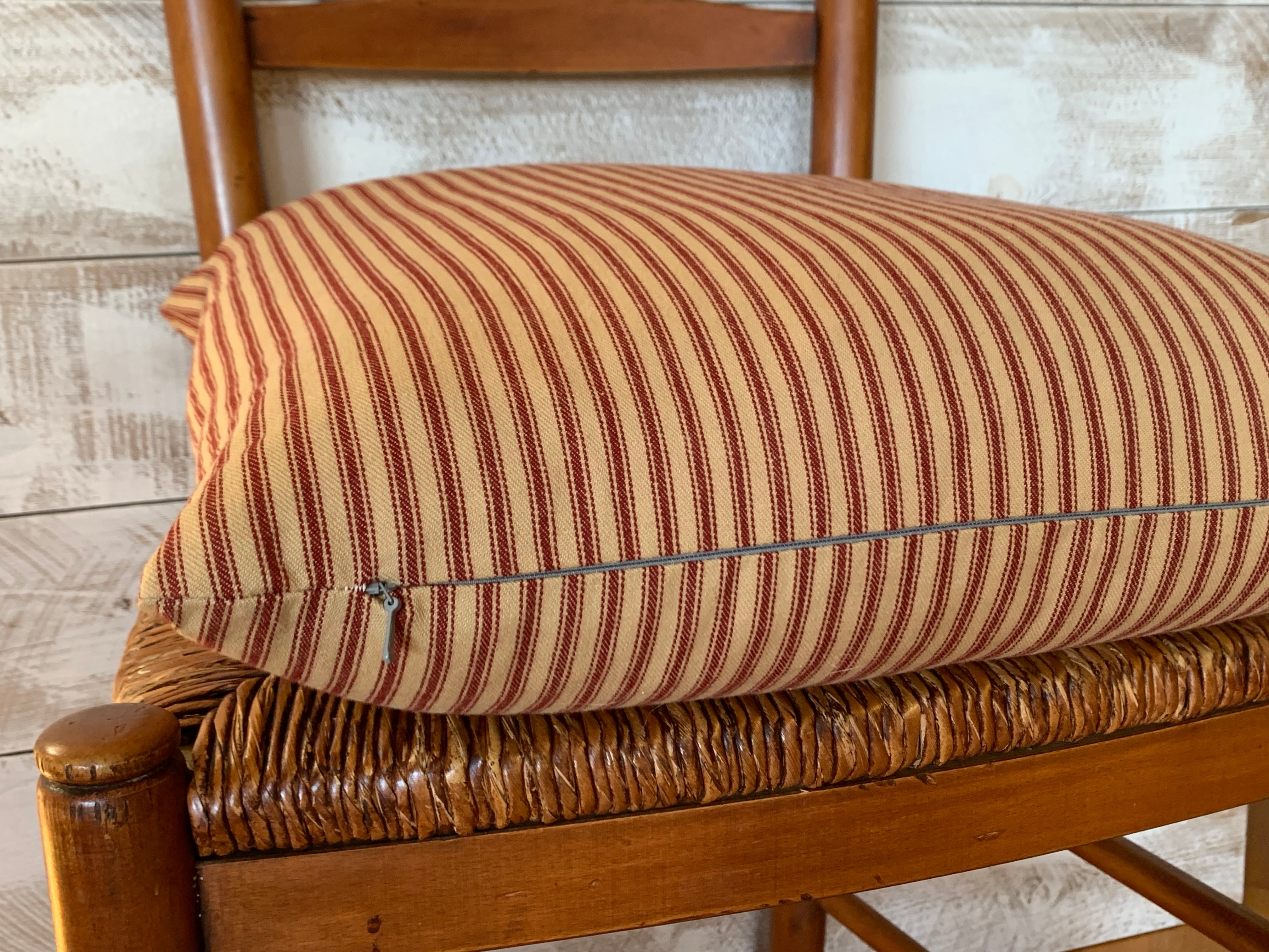 Red and Beige Ticking Pillow