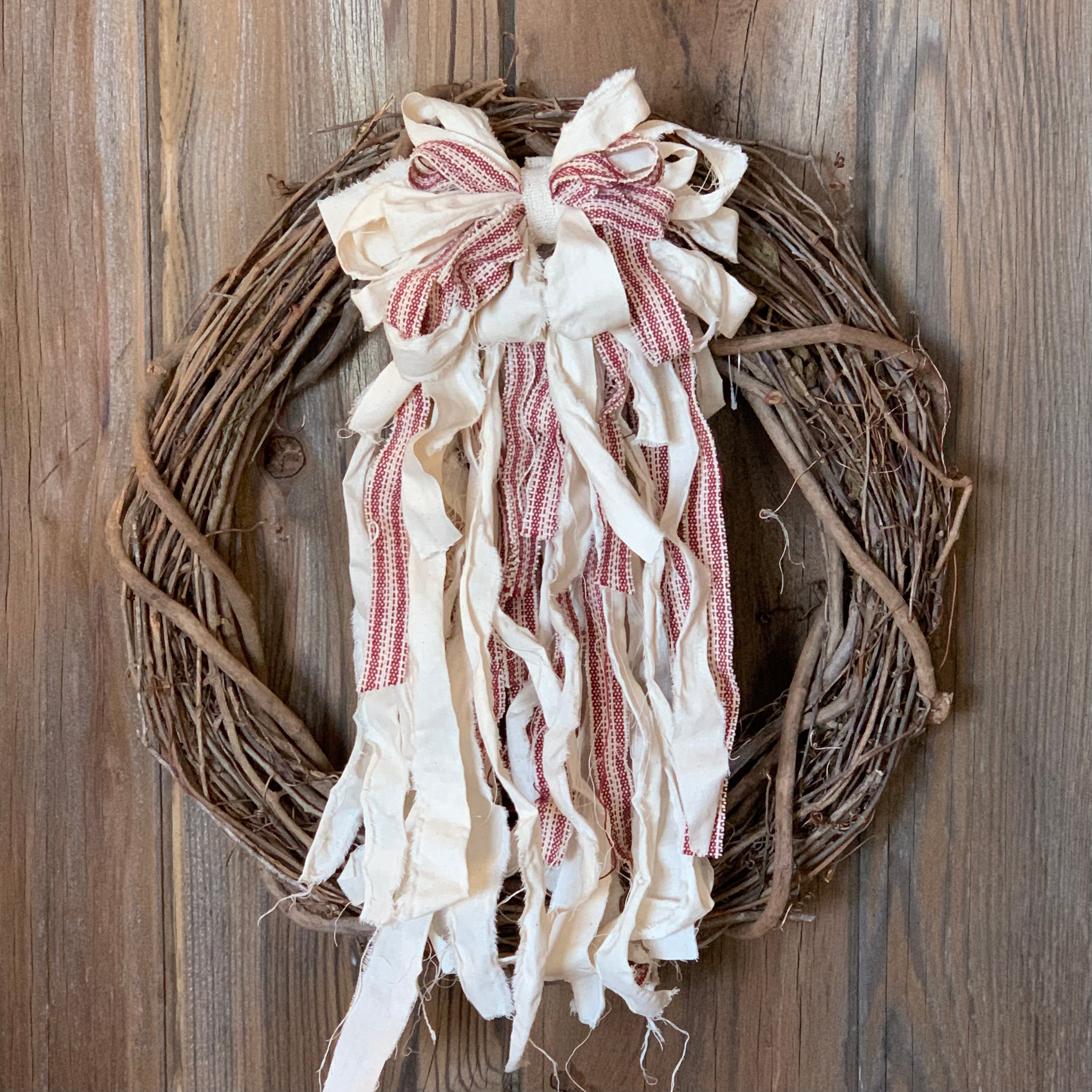 Red Grain Sack Rag Bow