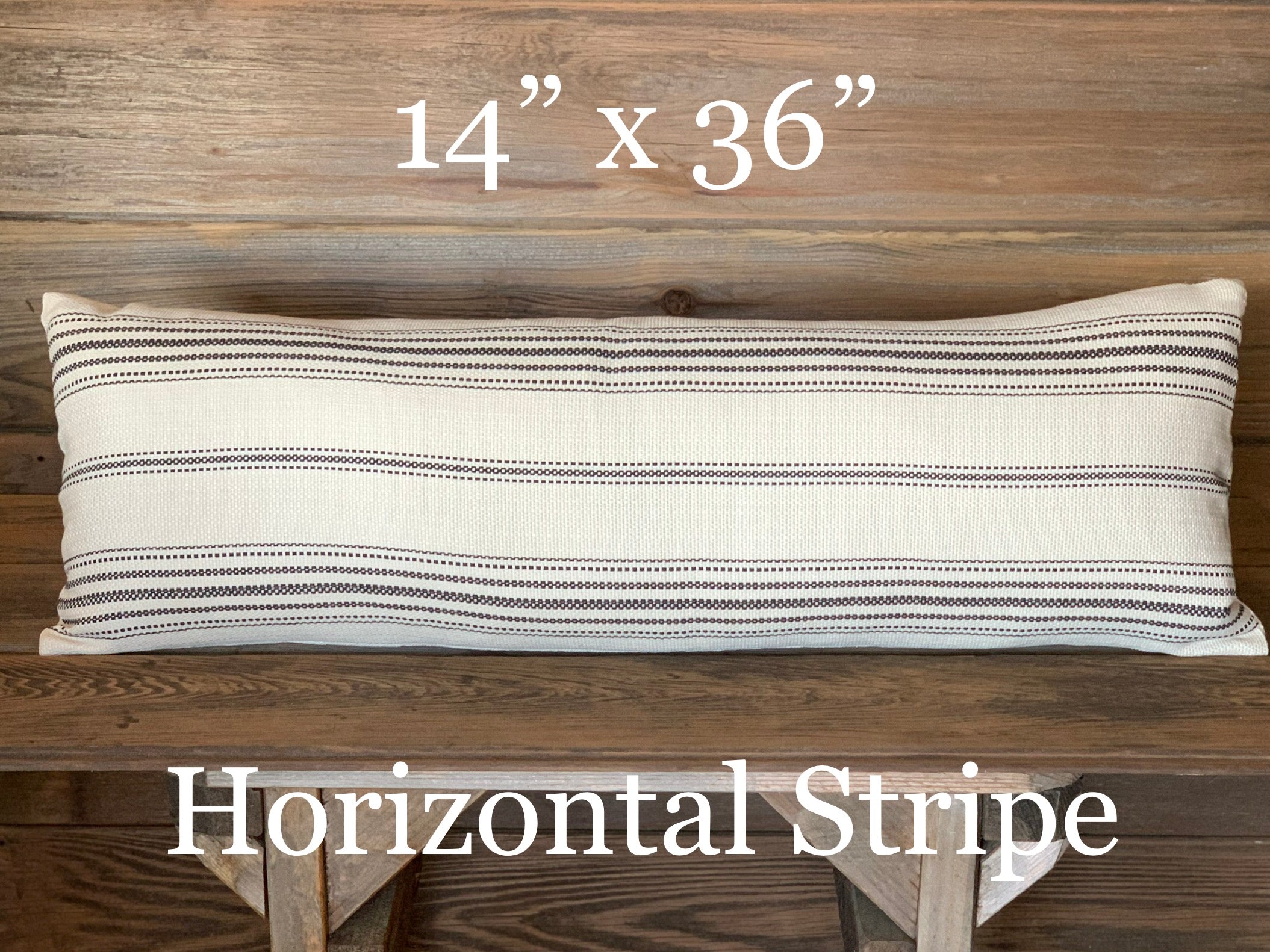 Black Grain Sack Style Striped Farmhouse Pillow