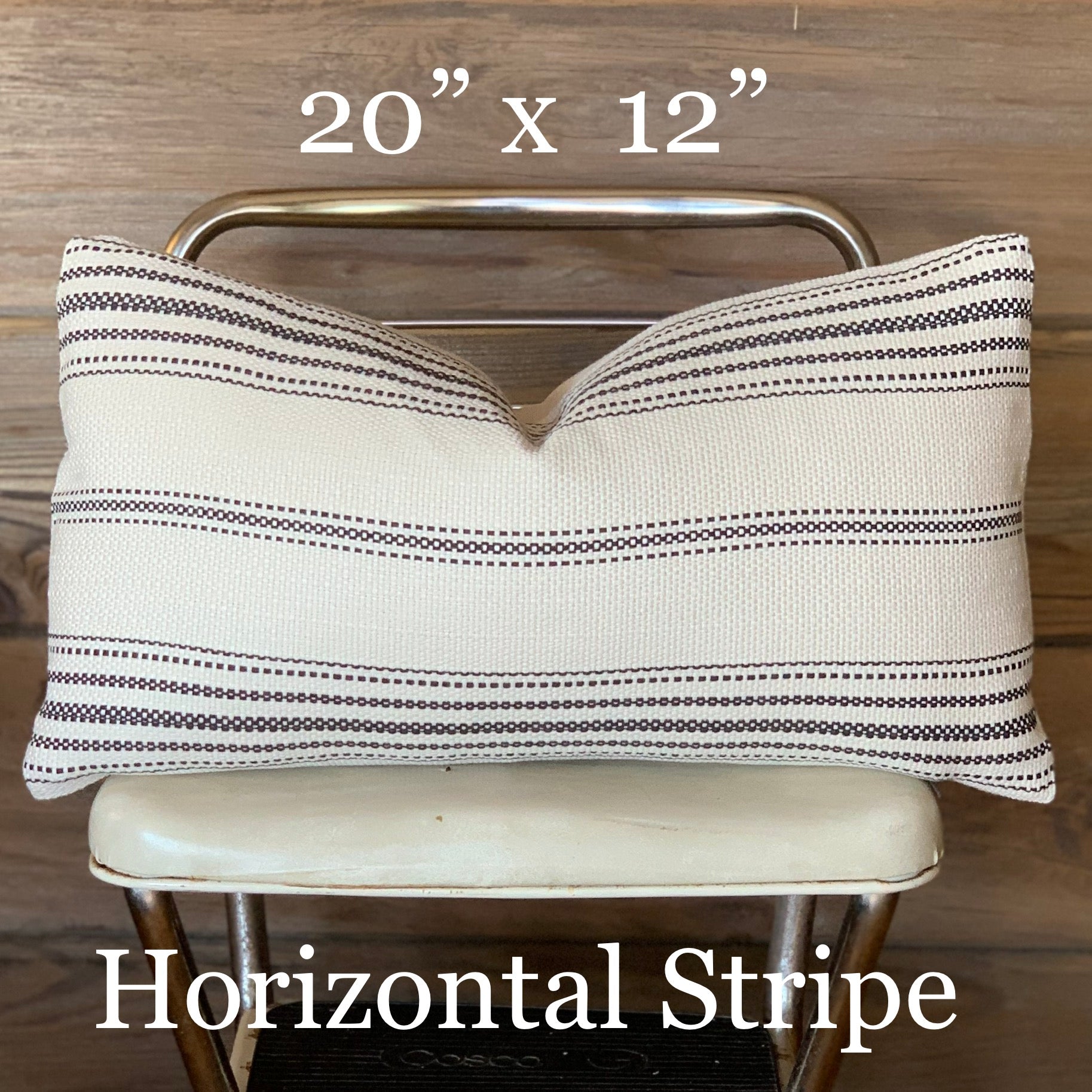 Black Grain Sack Style Striped Farmhouse Pillow