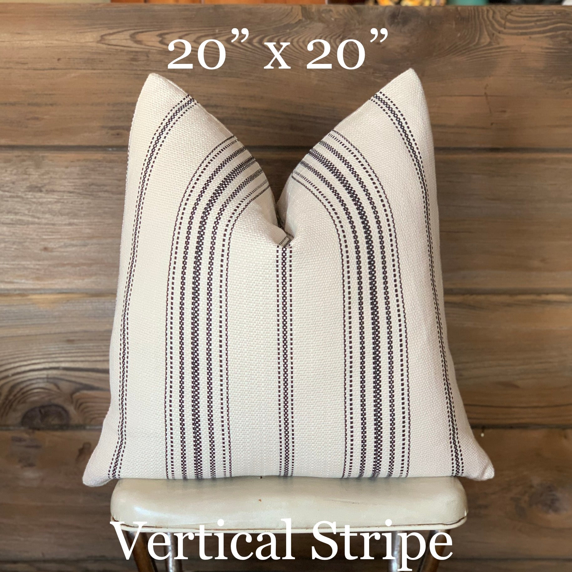 Black Grain Sack Style Striped Farmhouse Pillow