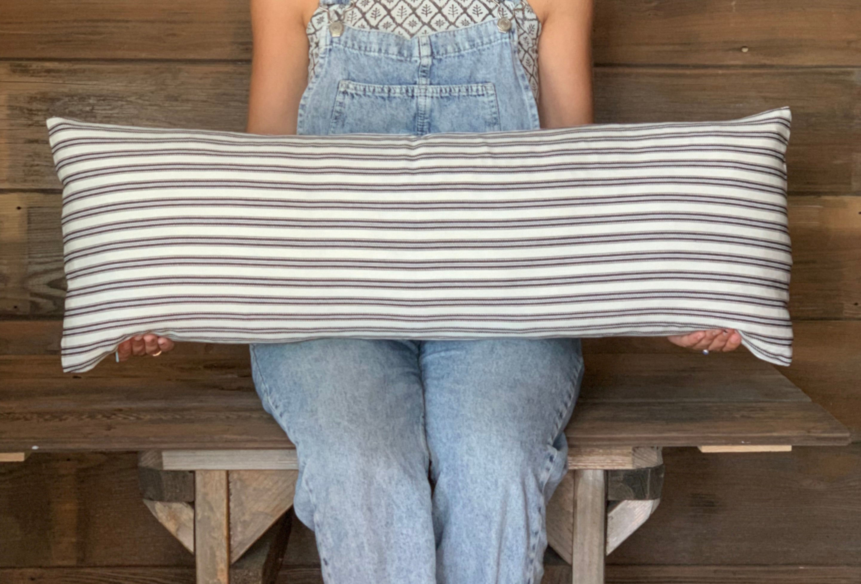 Black Ticking Striped Farmhouse Pillow