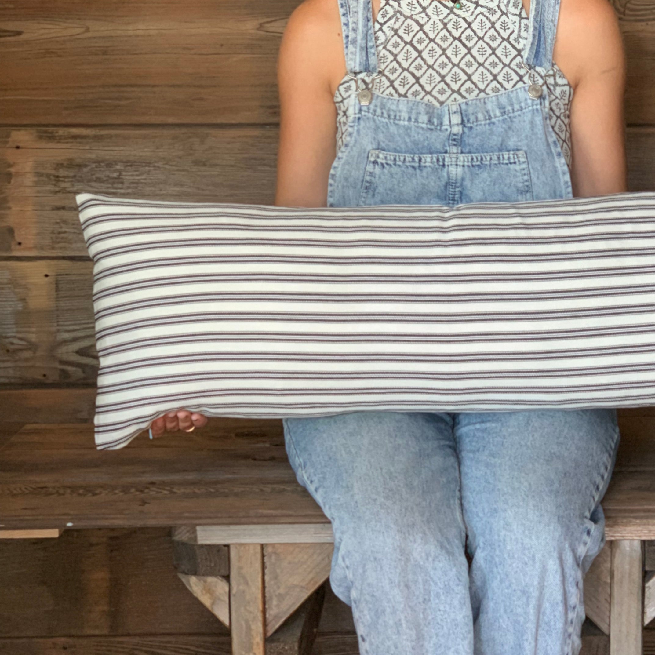 Black Ticking Striped Farmhouse Pillow