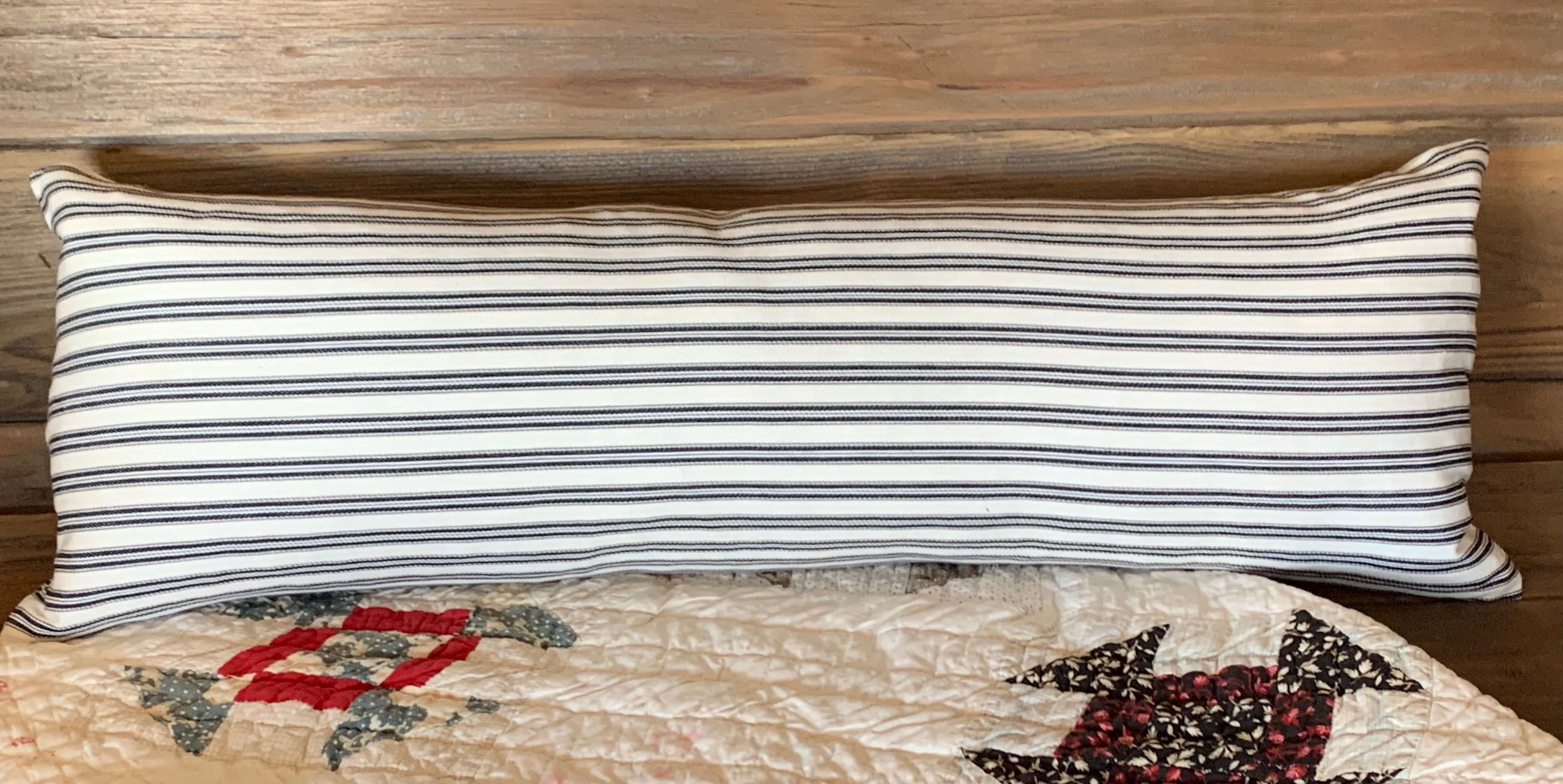 Black Ticking Striped Farmhouse Pillow