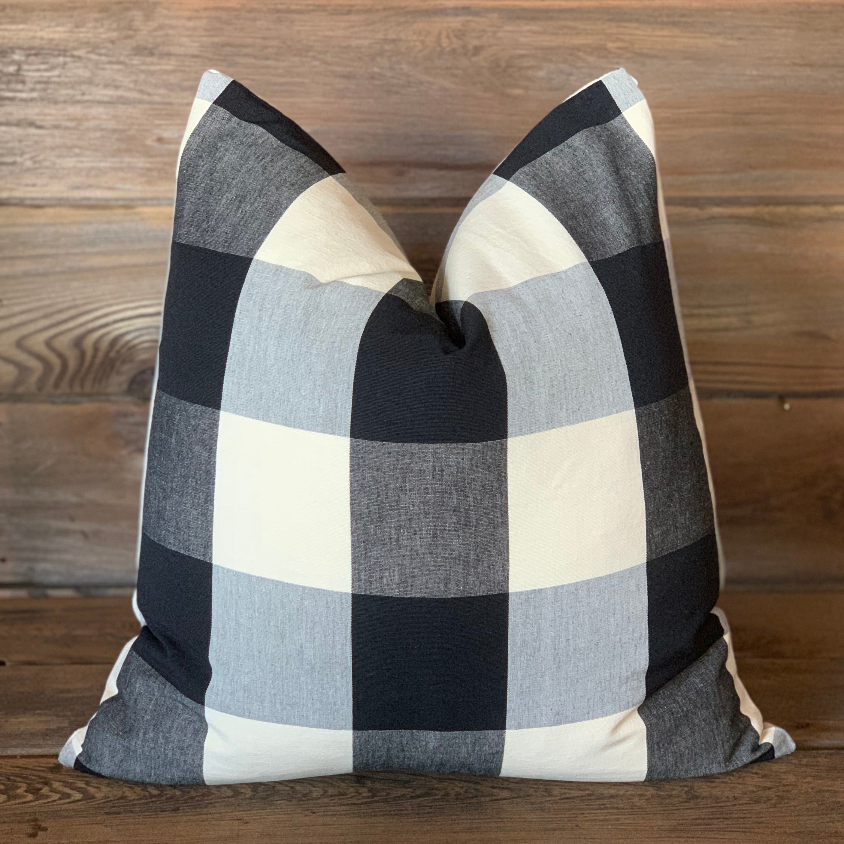 Black Buffalo Plaid Large Check Farmhouse Pillow