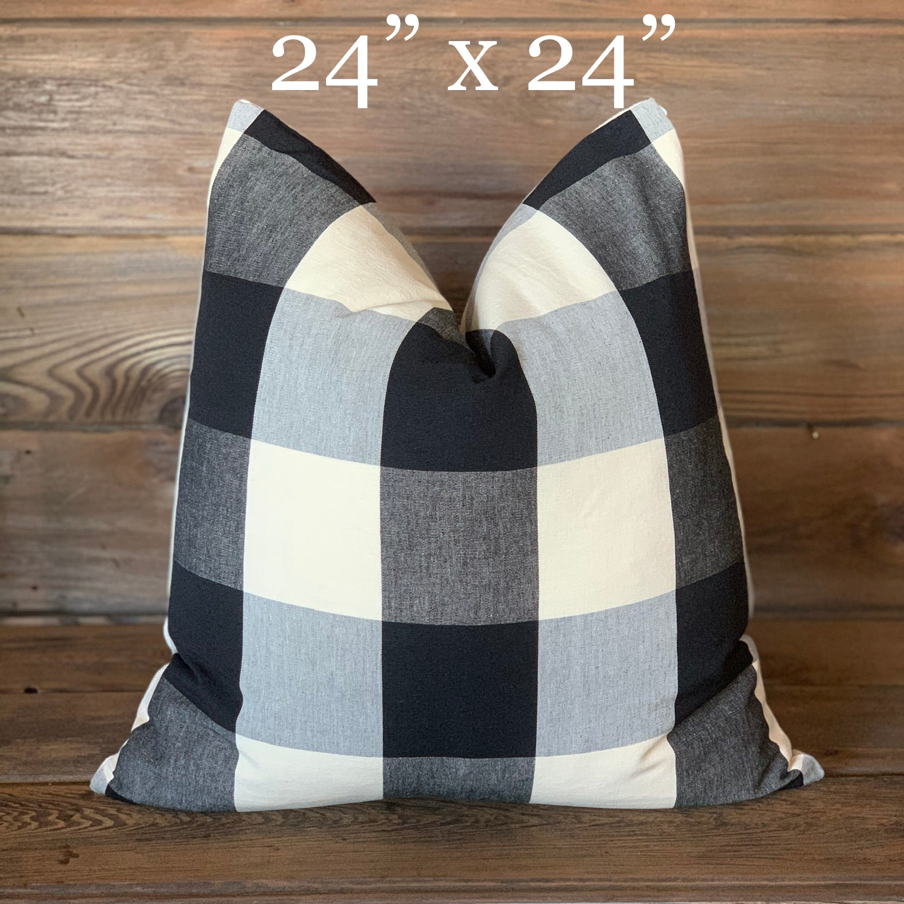 Black Buffalo Plaid Large Check Farmhouse Pillow
