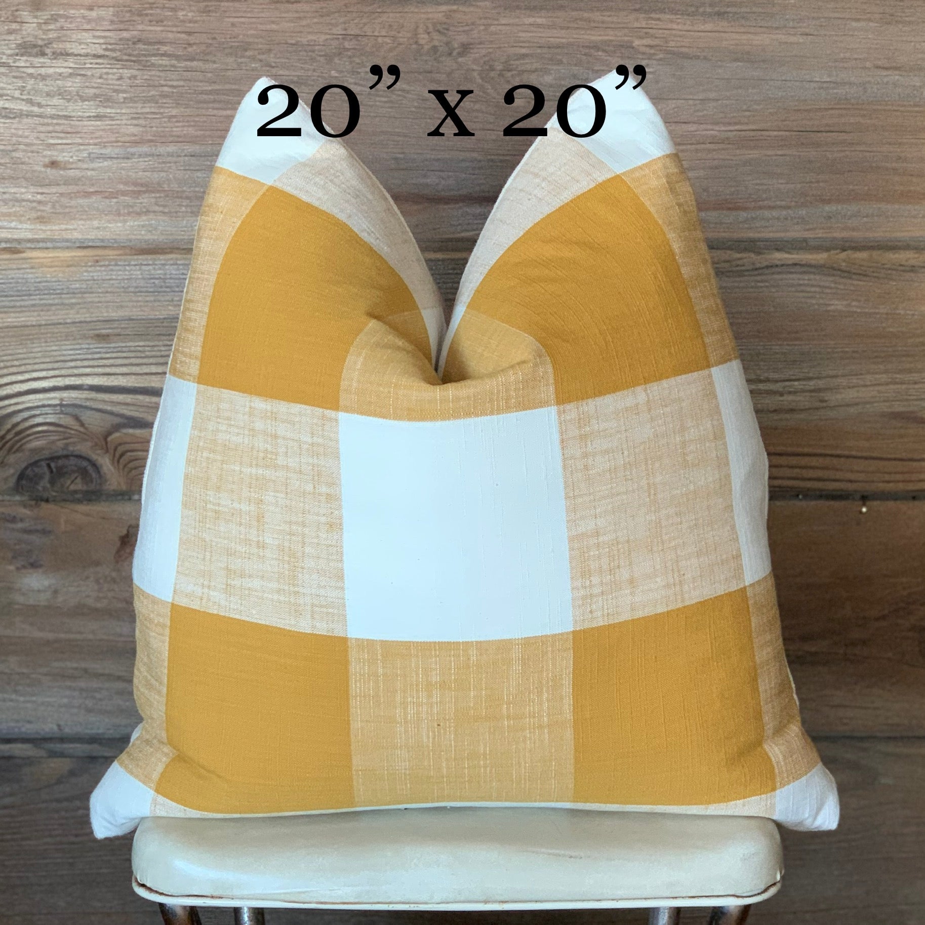 Yellow and Cream Check Buffalo Plaid Farmhouse Pillow