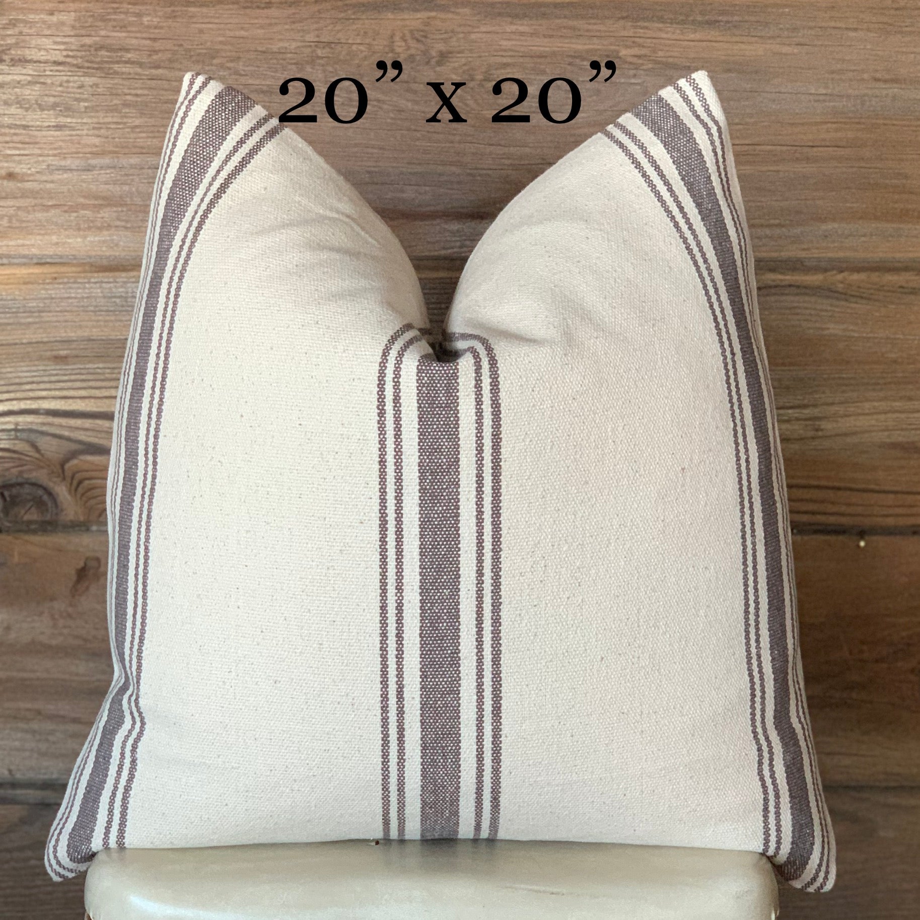 Gray Grain Sack Striped Farmhouse Pillow