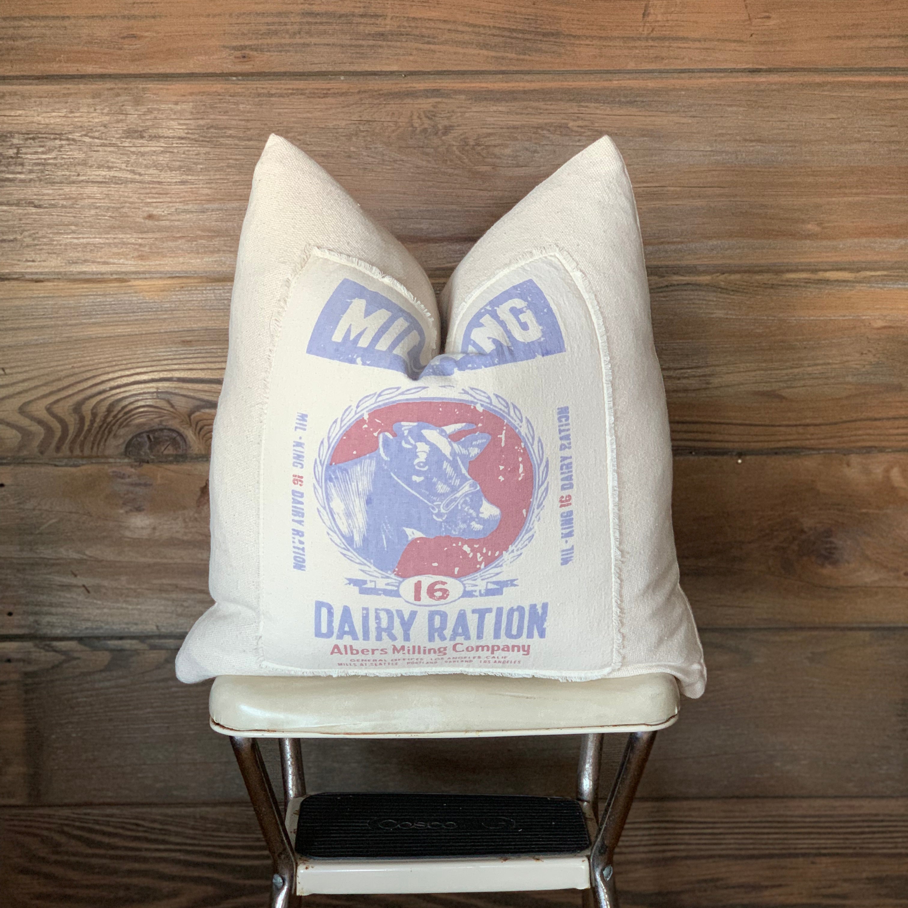 Grain and Feed Sack Cow Pillow Farmhouse Pillow